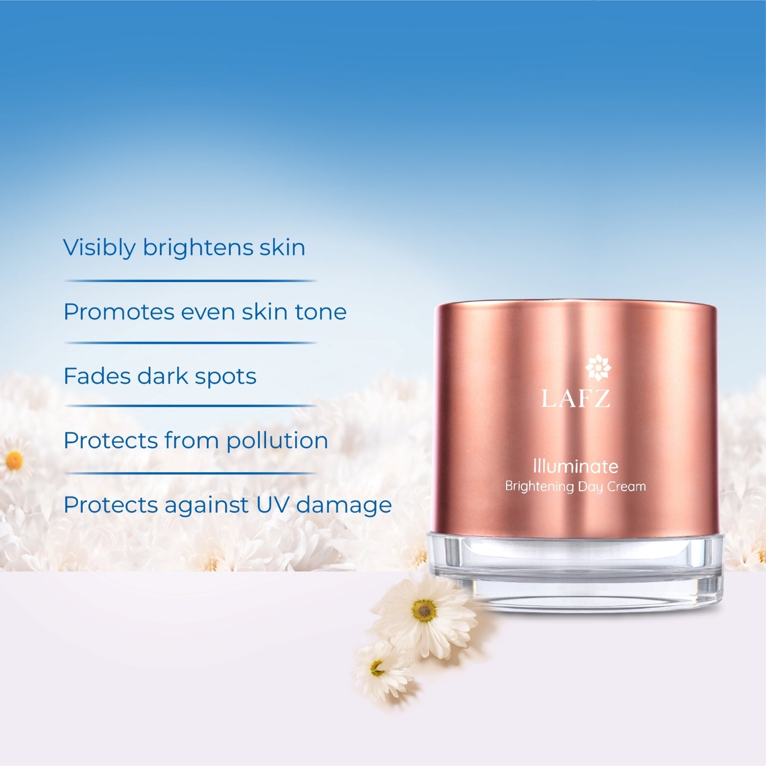 Lafz Organix Illuminate Brightening Day Cream 50g - Vitamin C Face Moisturizer for Glowing Skin, Dark Spot Corrector & Hydration - Perfect for Daily Skincare Routine & Anti-Aging Care