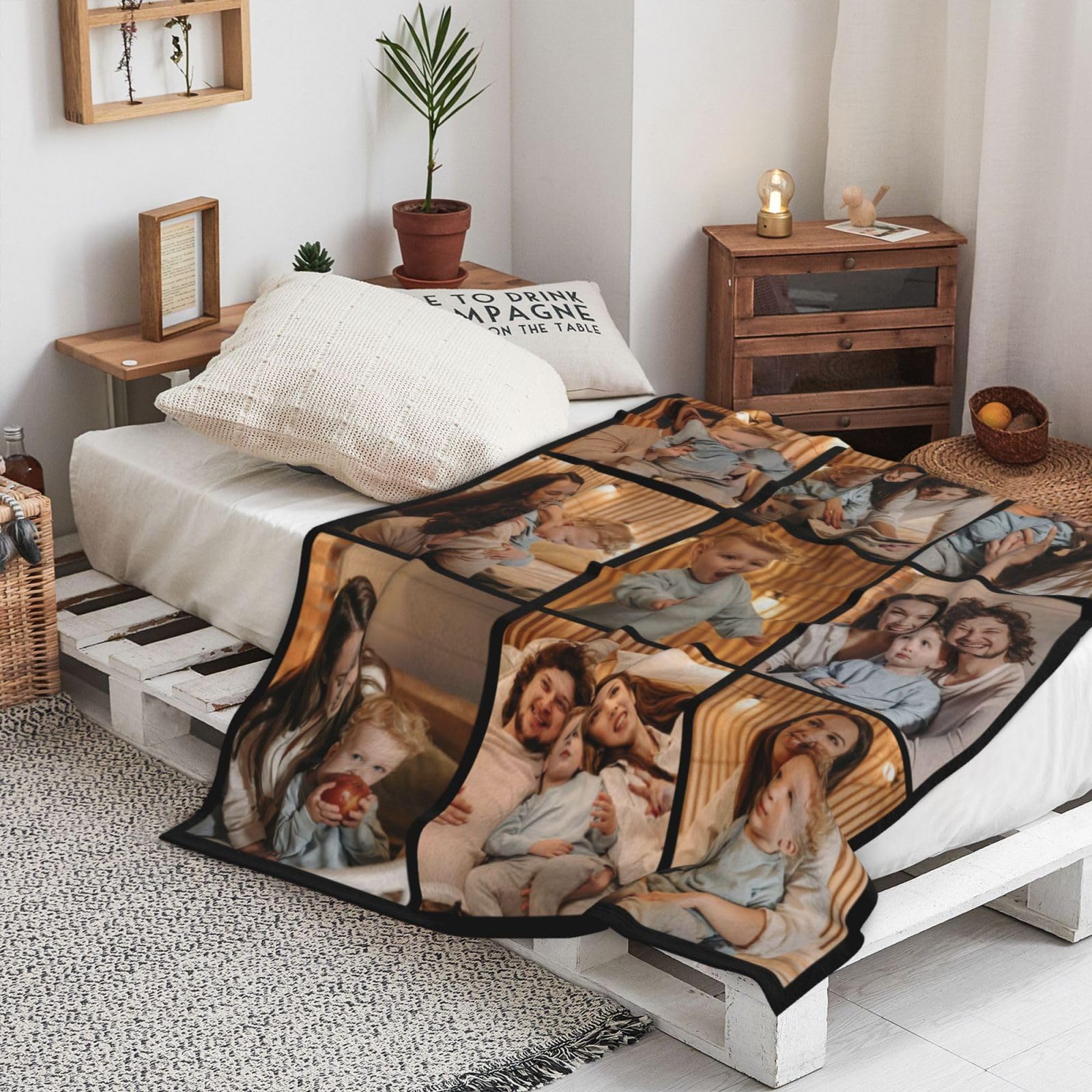 Custom Photo Blanket - Personalized Fleece Throw with 9 Pictures | Upload Your Own Photos | Perfect for Family Gifts, Anniversary Presents & Home Decor