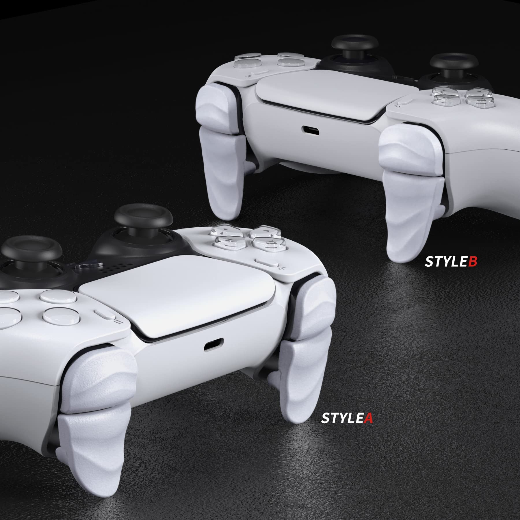 PlayVital DUNE Trigger Stops for PS5/Edge Controller - 2 Pairs of Long L1 L2 R1 R2 Bumper Extensions & Joystick Grips for PS Portal Remote Player (White) - Enhance Gaming Performance for FPS & Competitive Play