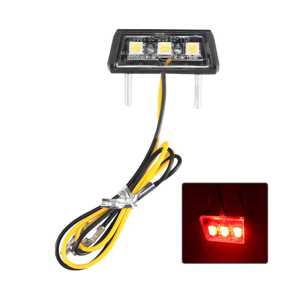 2Pcs LED Motorcycle License Plate Light - Red Tail Rear Light for Honda Kawasaki Yamaha Suzuki - Waterproof Mini Auto Light for Night Riding & Safety Visibility