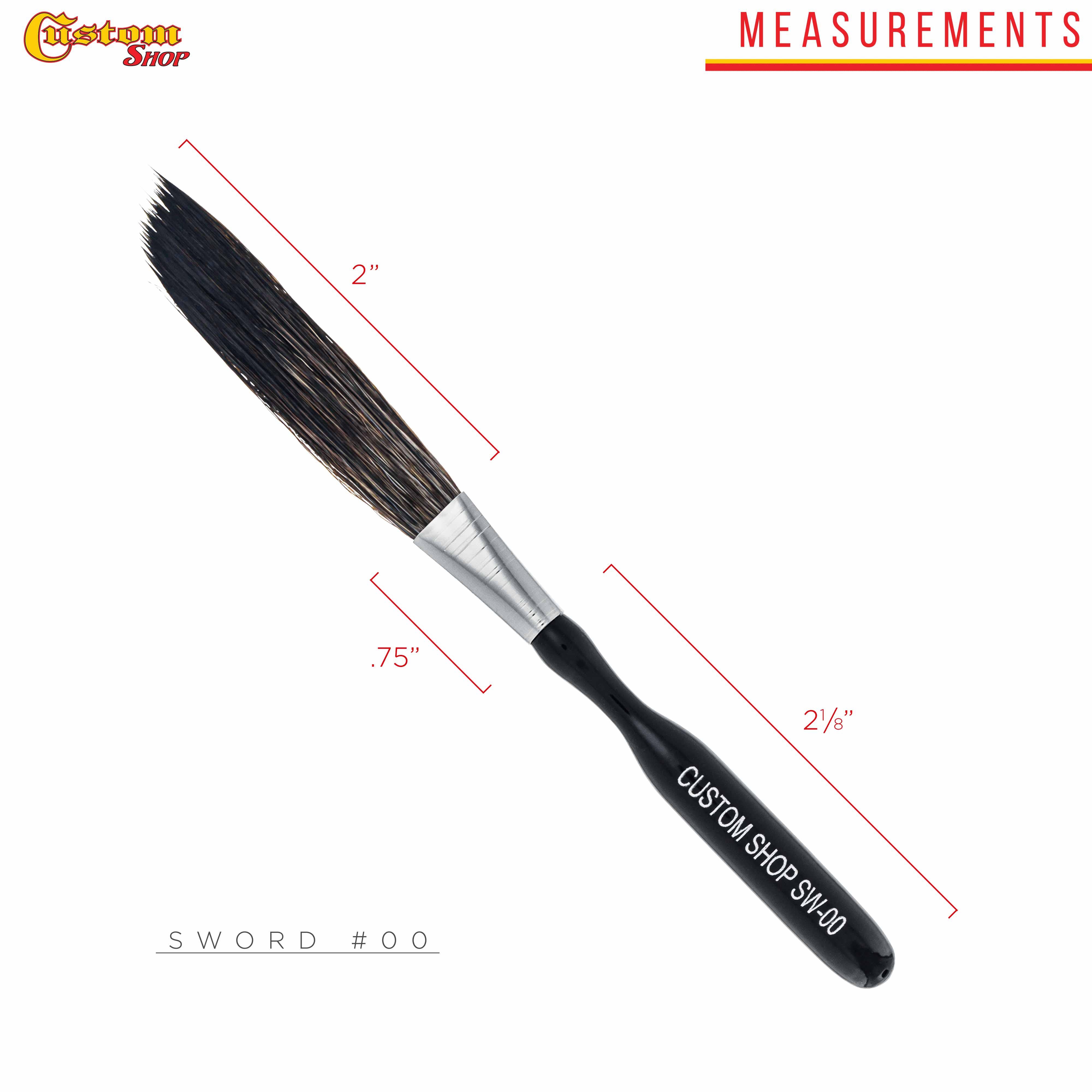 Custom Shop SW 00 Sword Pinstriper Brush #00 - 2 Squirrel Hair Brushes (Pack of 2) for Automotive Pinstriping, Sign Painting & Fine Art Detailing