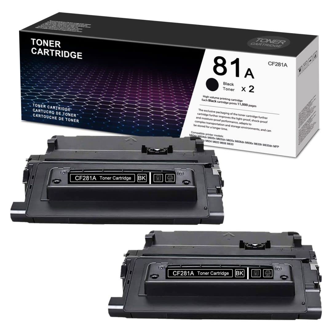 ONWARD 2 Pack 81A CF281A High Yield Toner Cartridge Replacement for HP M605x M606dn M604n M604dn M605n M605dn M606x M630h M630dn MFP M630f M630z M604 M605 M606 M630 Printers - Compatible Black Ink for Office & Home Printing, High Volume Documents, Reports & Business Use
