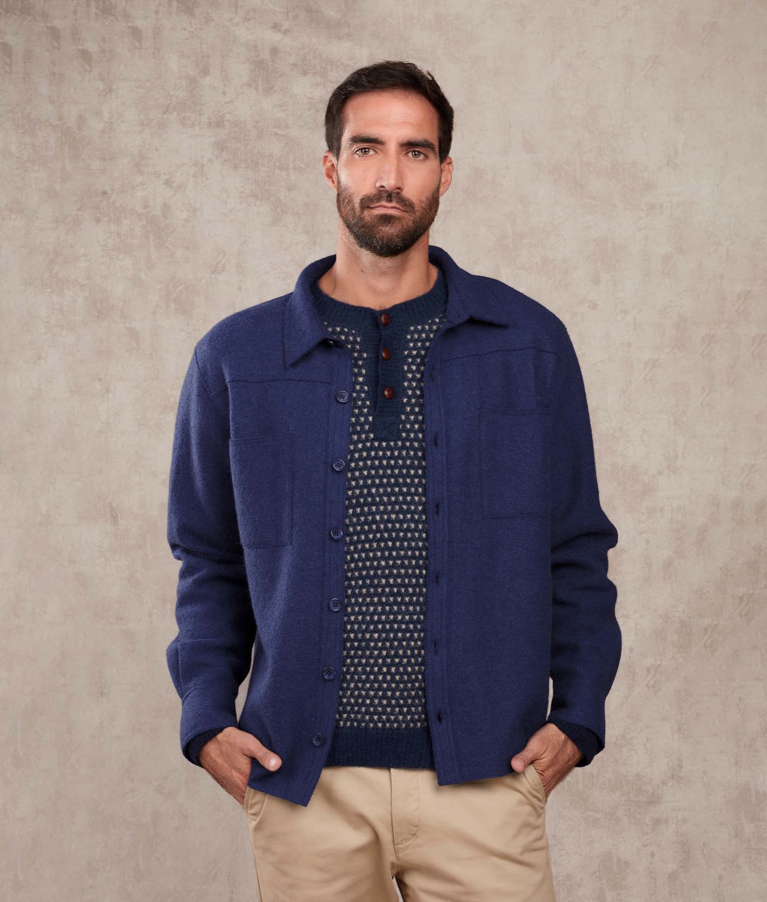 Men's Black & White Cardigan Sweater - Stylish Casual Knitwear for Fall & Winter Layering