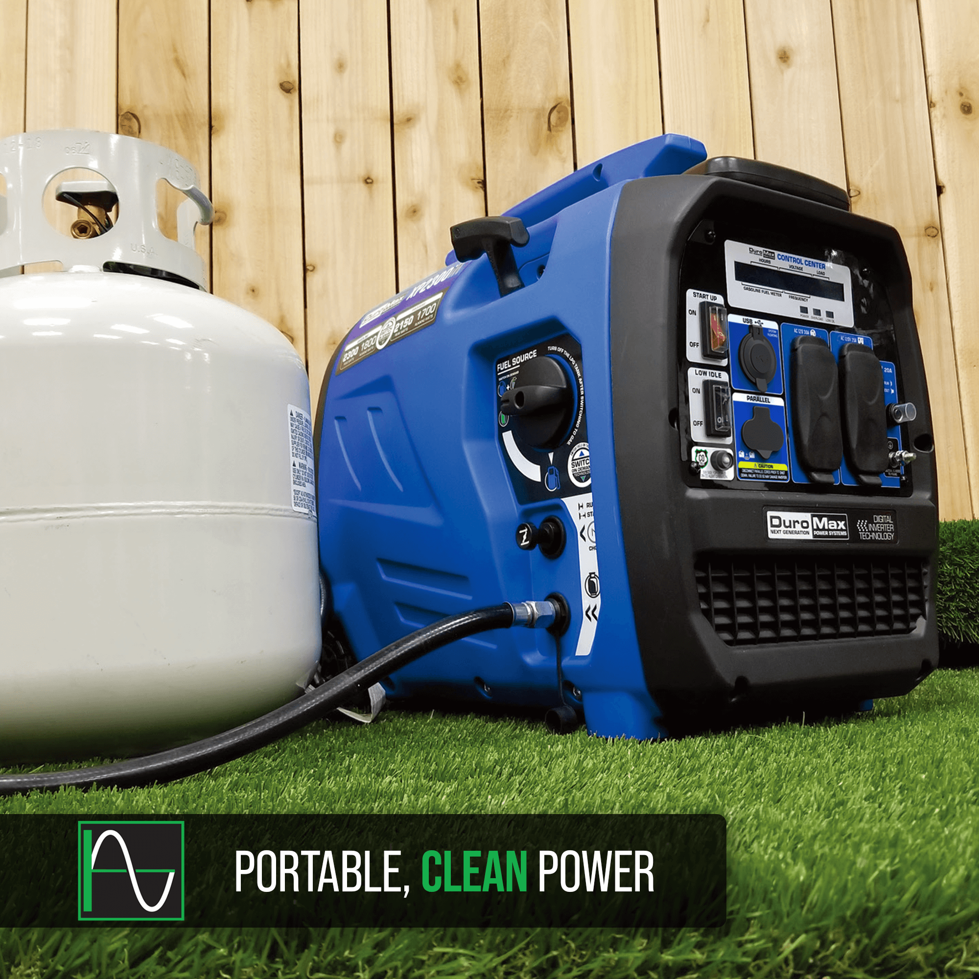2300W Dual Fuel Portable Inverter Generator with CO Alert - Gas & Propane Powered for Camping, RV, Home Backup & Outdoor Power Supply