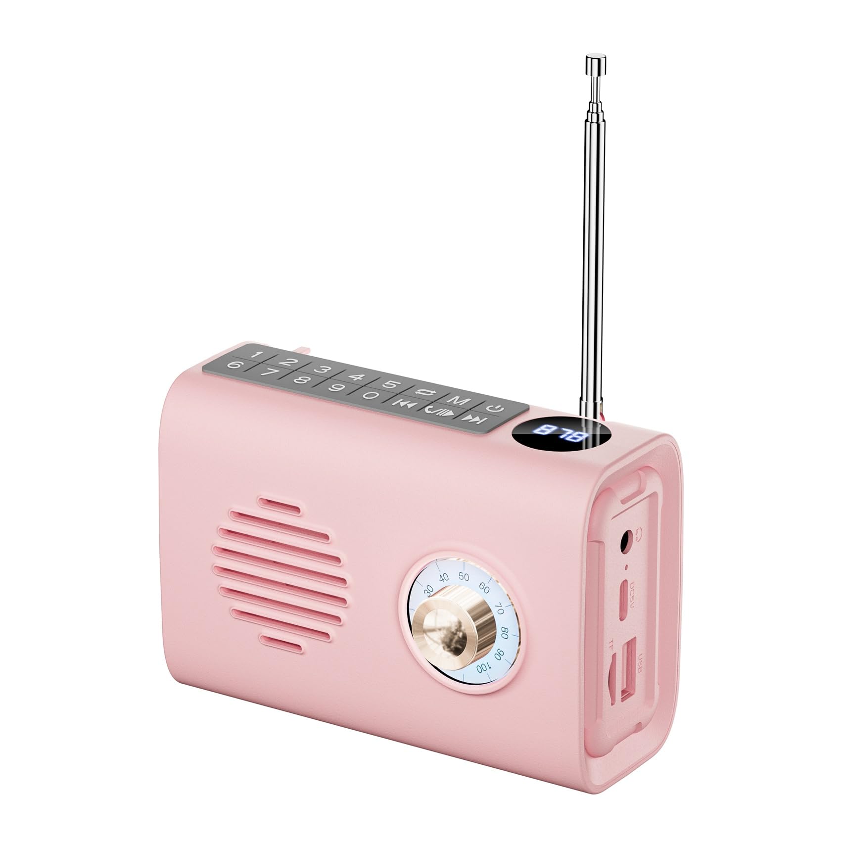 Jeenuuder Mini Portable FM Radio with Bluetooth Speaker - Solar Powered, Hands-Free Calling, Colorful LED Light - Perfect for Outdoor Camping, Hiking, and Emergency Preparedness