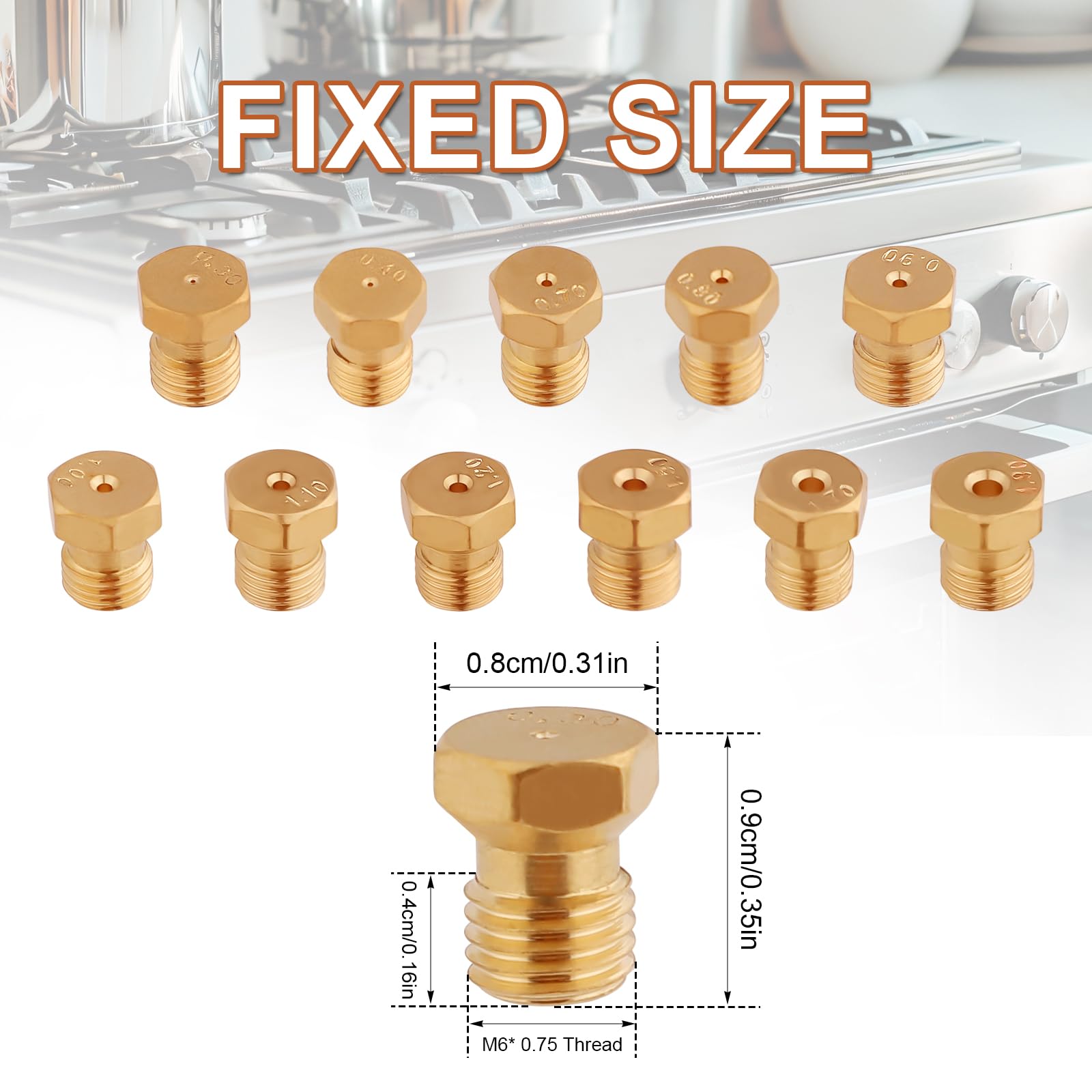 36pcs Brass Propane Jet Burner Nozzle Replacement Kit - Gas Stove Orifice Conversion Kit for Range & Oven - Perfect for Home Kitchen, RV, Camping & Outdoor Cooking