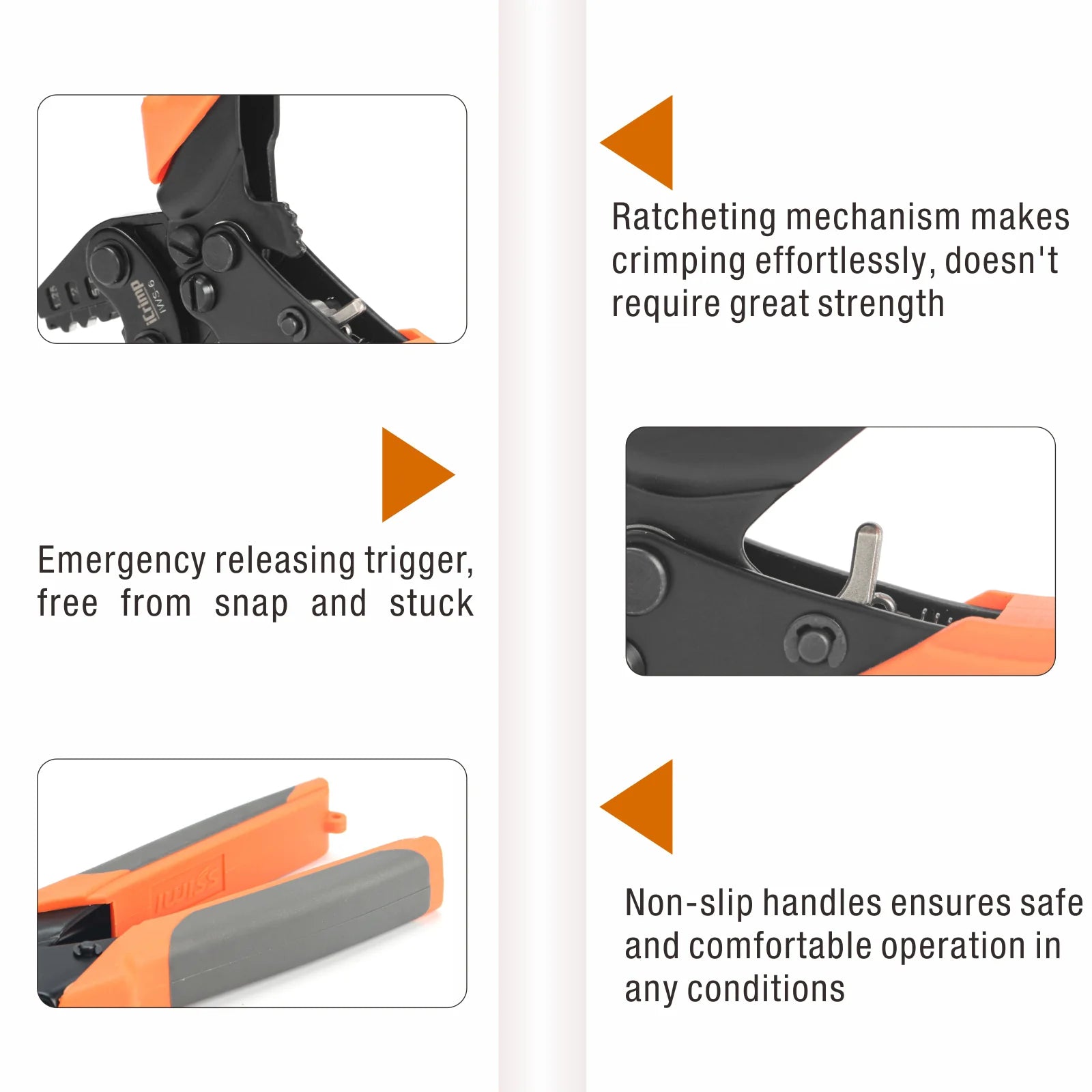 IWS 6 Non-Insulated Terminal Crimping Tool for AWG 16-10 - Professional Butt, Splice, Open & Plug Connectors - Perfect for Automotive, Electrical & DIY Projects