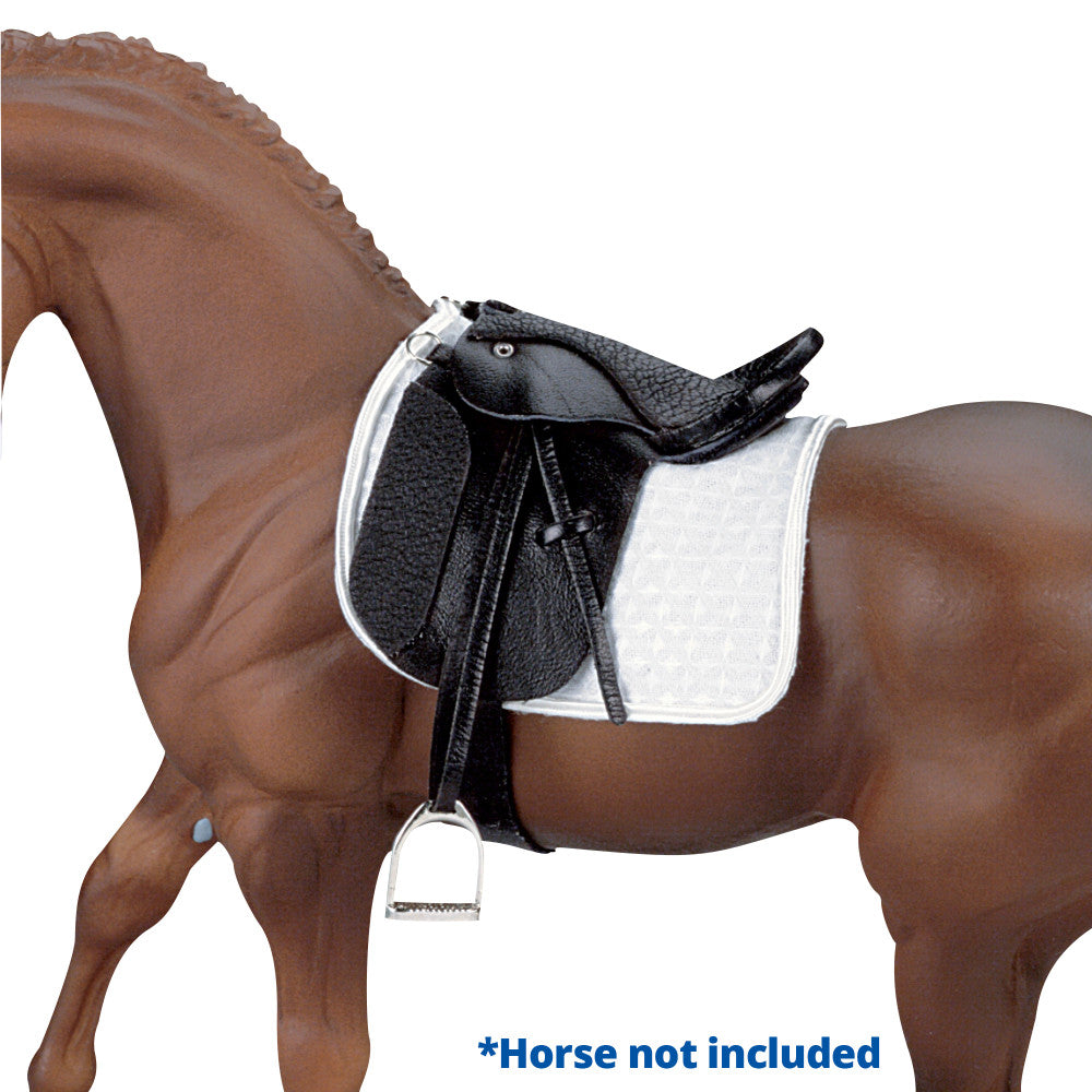 Breyer Traditional Stoneleigh II Dressage Saddle 1:9 Scale Model - Elegant Black Horse Collectible for Display & Competition Scenes