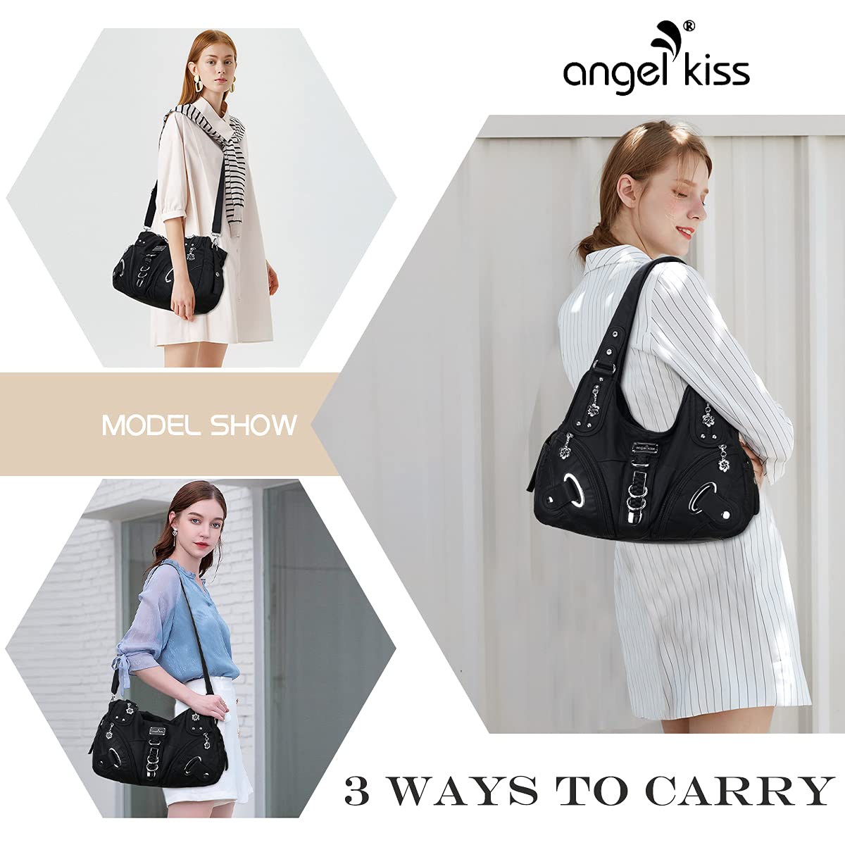 Angelkiss Women's Hobo Purses & Handbags - Large Satchel Shoulder Bag for Daily Use | Perfect for Work, Travel, and Casual Outings
