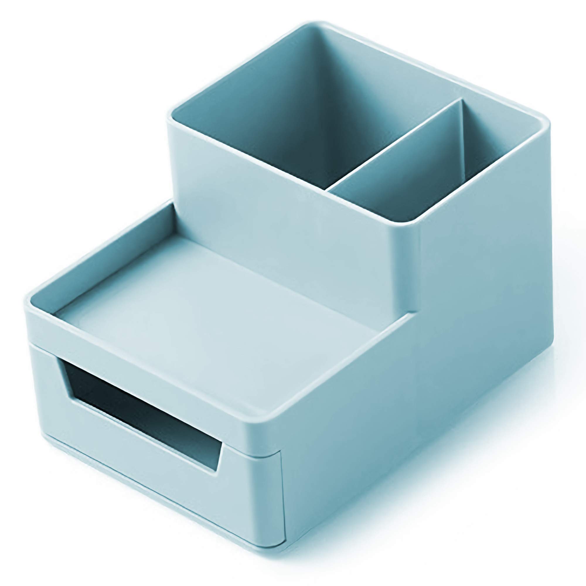Sheebo Plastic Desk Organizer Set - Stackable Pen & Pencil Holder Cup for Home Office Organization (Blue) - Perfect for School Supplies, Workstation & Study Desk Accessories