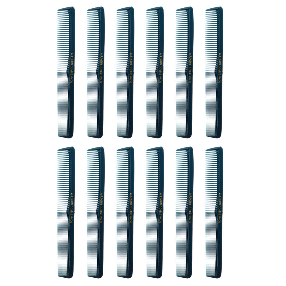 Professional Allegro #400 Barber Combs for Hair Cutting & Styling - 12 Pack All-Purpose Hairdressing Tools | Perfect for Salons, Home Haircuts & Beard Grooming