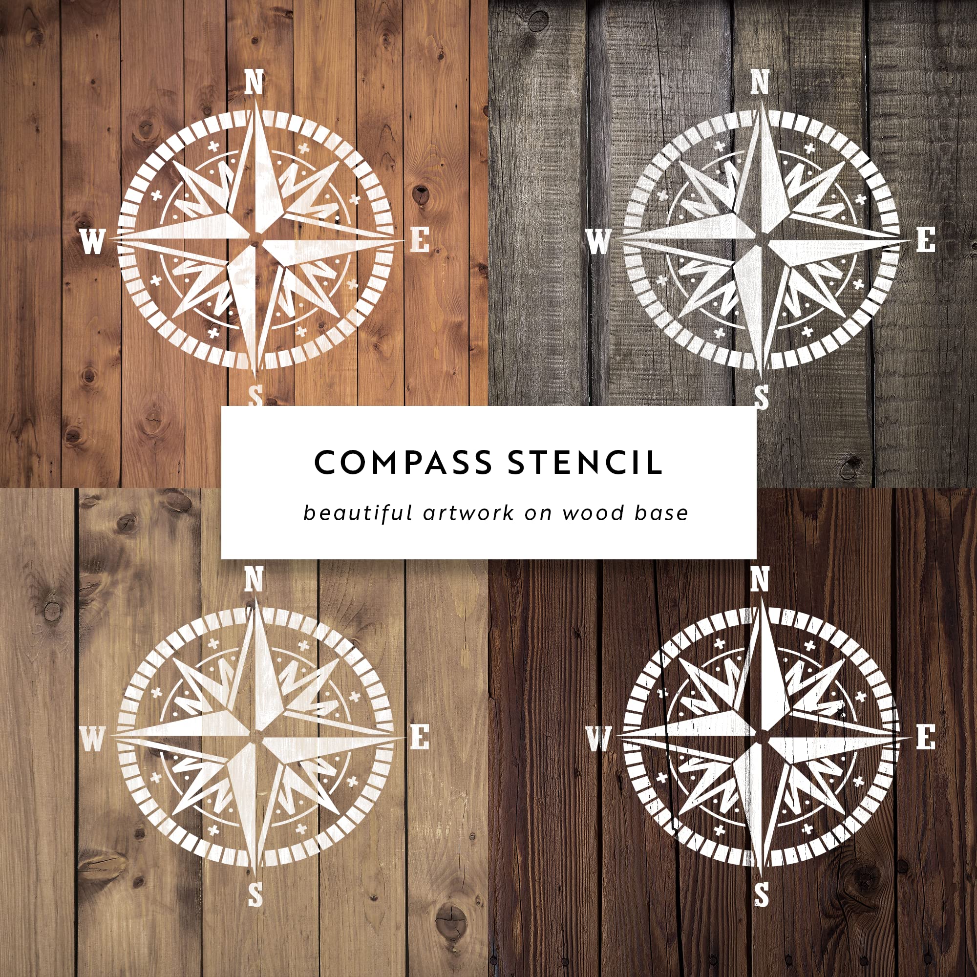 Compass Rose Stencil - Large Ocean Compass Design for DIY Nautical Decor, Wall Art, and Map Making Projects
