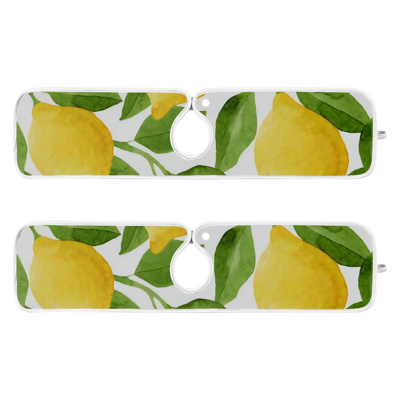 Waterproof Lemon Kitchen Sink Mat - 2 Pack Absorbent Faucet Drip Catcher & Splash Guard | Non-Slip Sink Accessories for Drying Dishes & Protecting Countertops