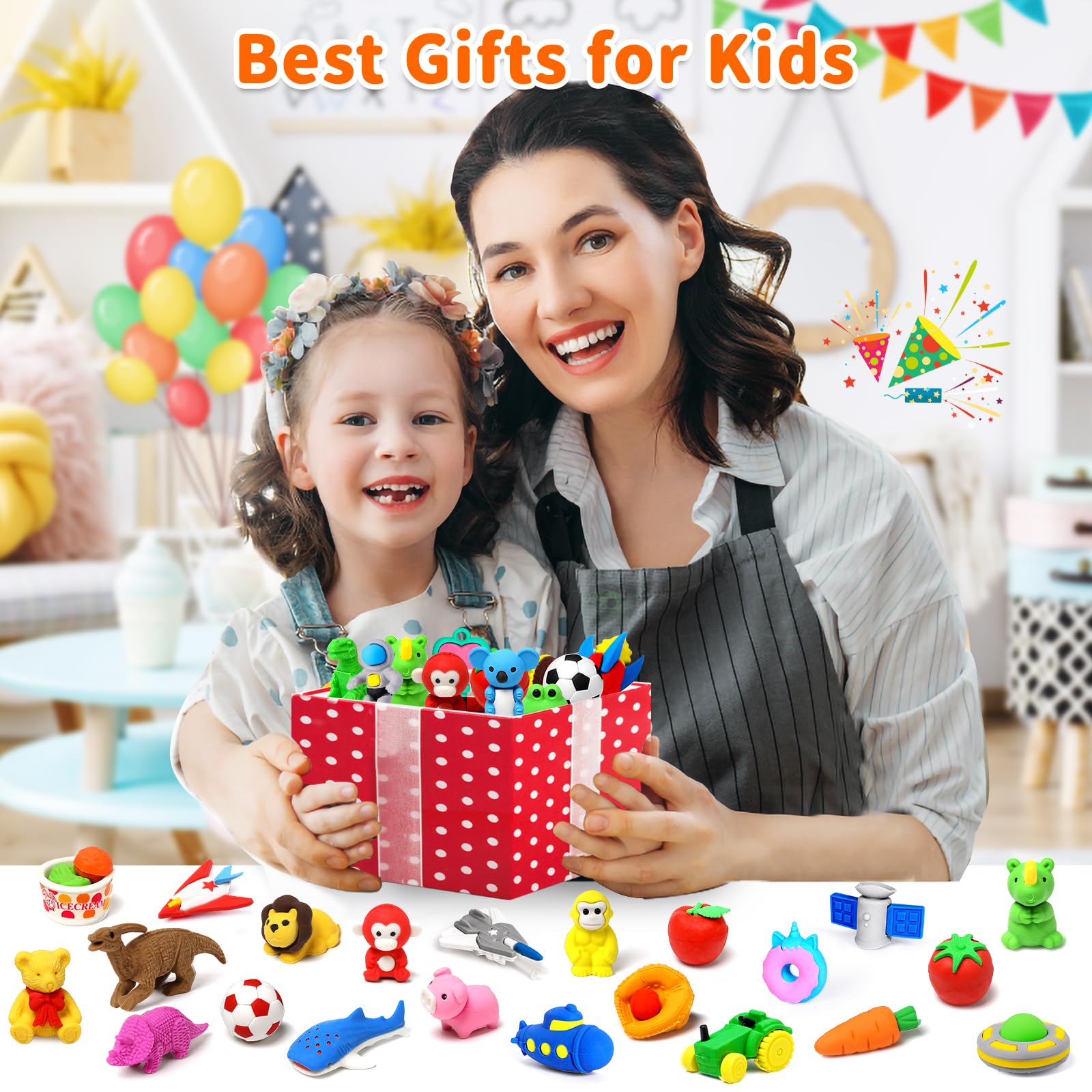 70 Pack 3D Animal Erasers for Kids - Bulk Desk Pets, Classroom Prizes & Treasure Box Toys - Fun School Supplies for Teachers & Students - Perfect for Back to School, Party Favors & Learning Activities (Random Styles)