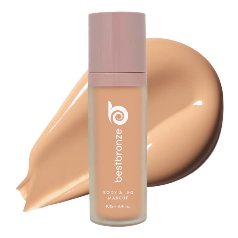 Best Bronze Bombshell Waterproof Leg & Body Makeup Kit - Full Coverage Concealer with Foundation Brush - Natural Tan Shade NC18 for Legs, Scars, Varicose Veins - Perfect for Weddings, Photos, Beach & Special Occasions
