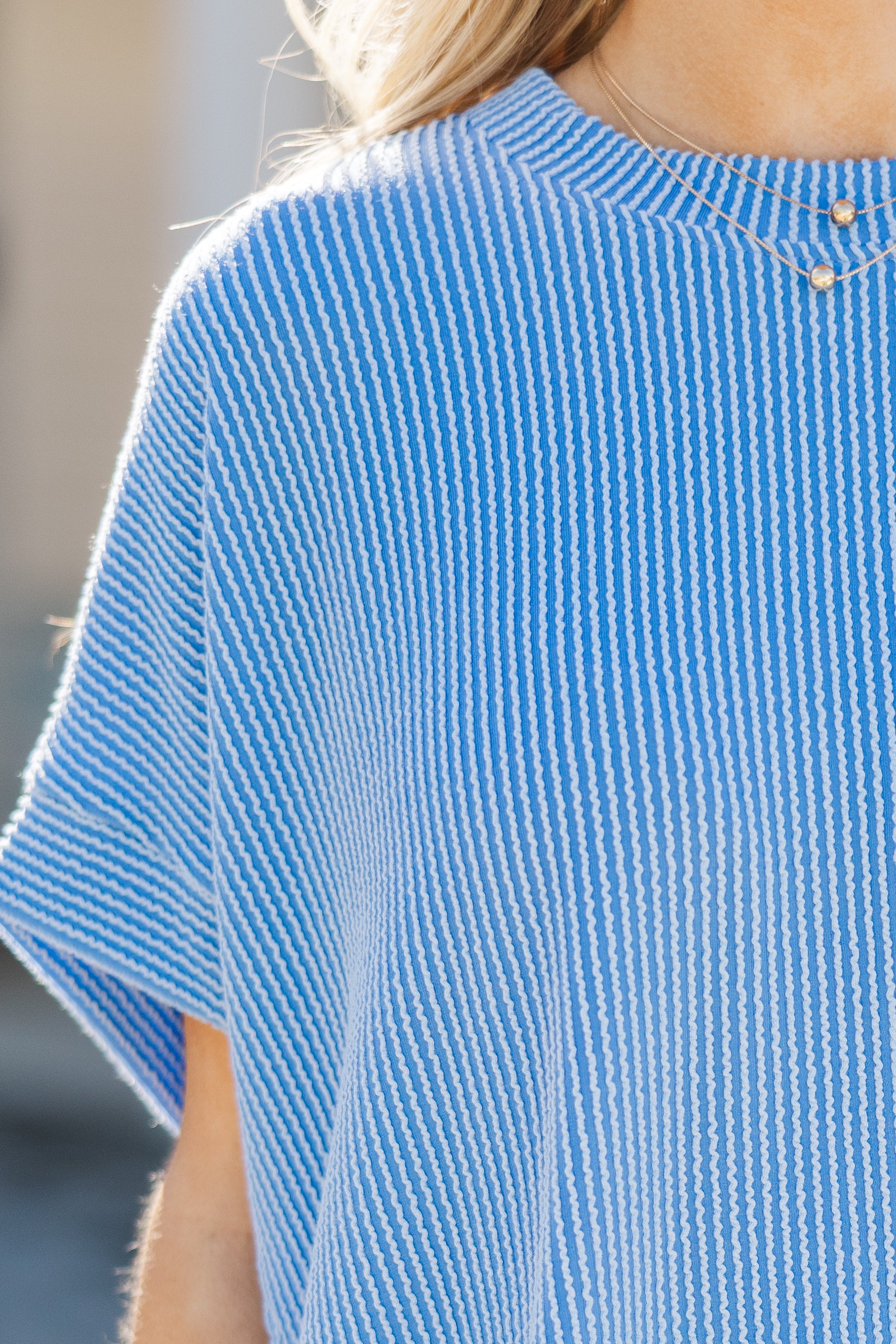 Stylish Blue Ribbed Top for Women - Trendy Casual & Party Wear - Perfect for Everyday Outfits and Night Out