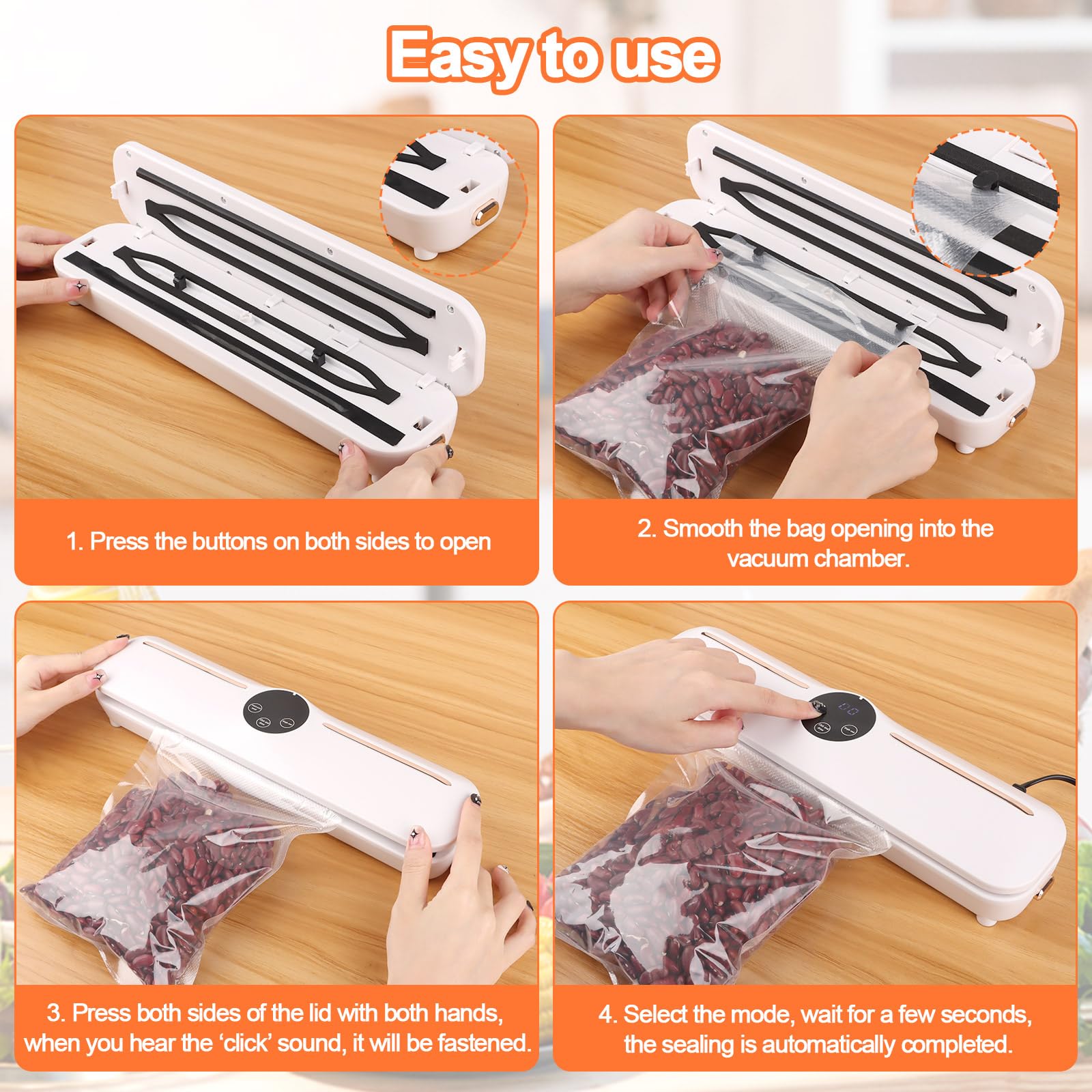 MXTIMWAN Automatic Vacuum Sealer Machine for Food - Portable Vacuum Sealer with Automatic Sealing Function - Perfect for Meal Prep, Sous Vide, and Food Storage