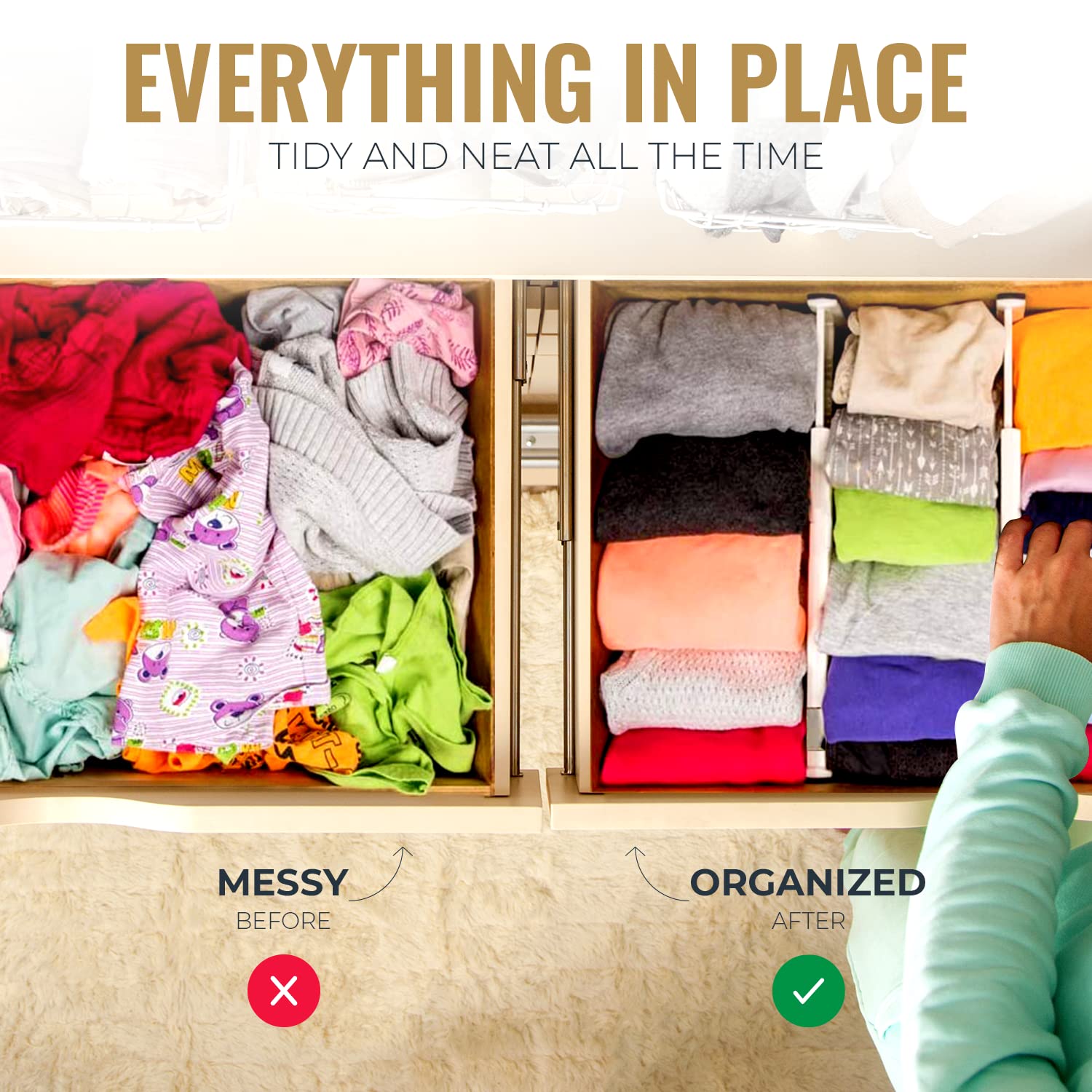 Adjustable Deep Drawer Organizer Dividers - 6