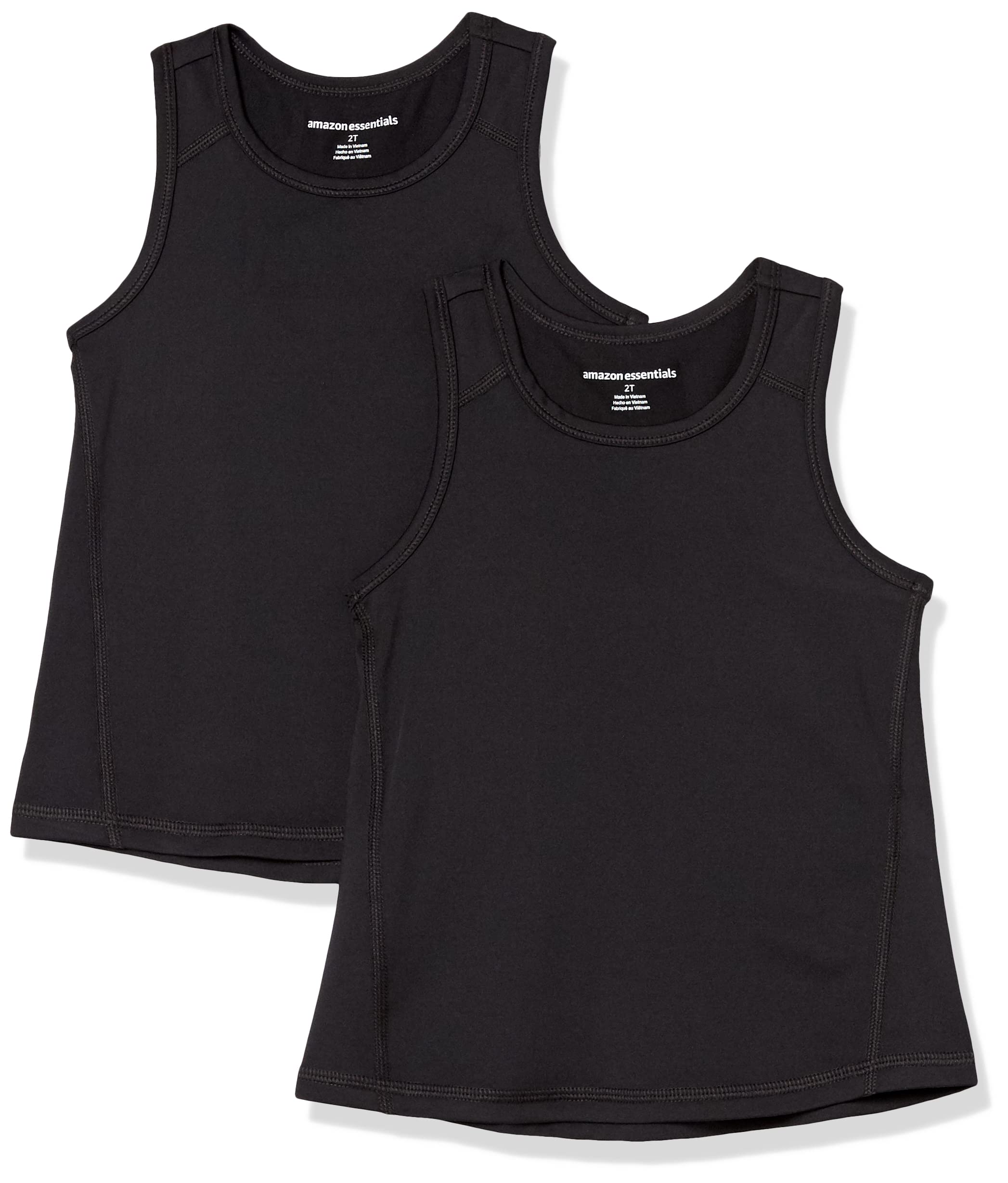 Amazon Essentials Girls' Active Tank Tops - 2 Pack | Soft, Breathable & Comfortable for Sports, Play & Everyday Wear