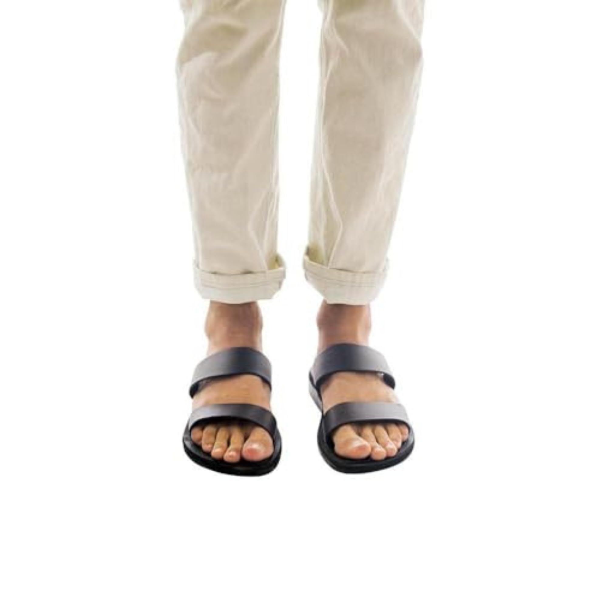 Rafael Men's Leather Sandals with Adjustable Velcro Strap - Comfortable Casual & Outdoor Slip-On Shoes for Beach, Travel, and Summer Wear