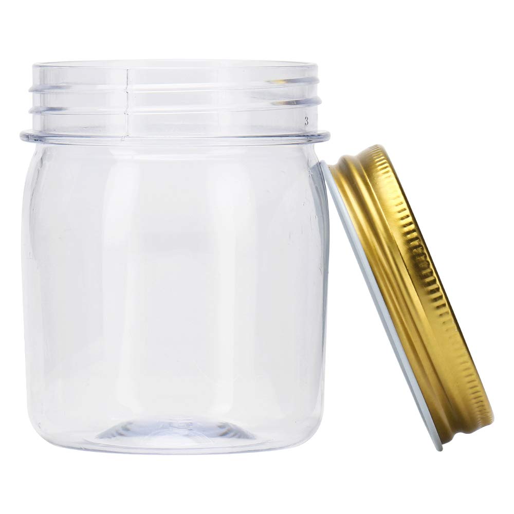 Novelinks 8oz Clear Plastic Jars with Gold Lids - 32 Pack BPA-Free Refillable Round Containers for Spices, Crafts, Beauty & Kitchen Storage - Perfect for Pantry Organization, DIY Projects & Home Decor