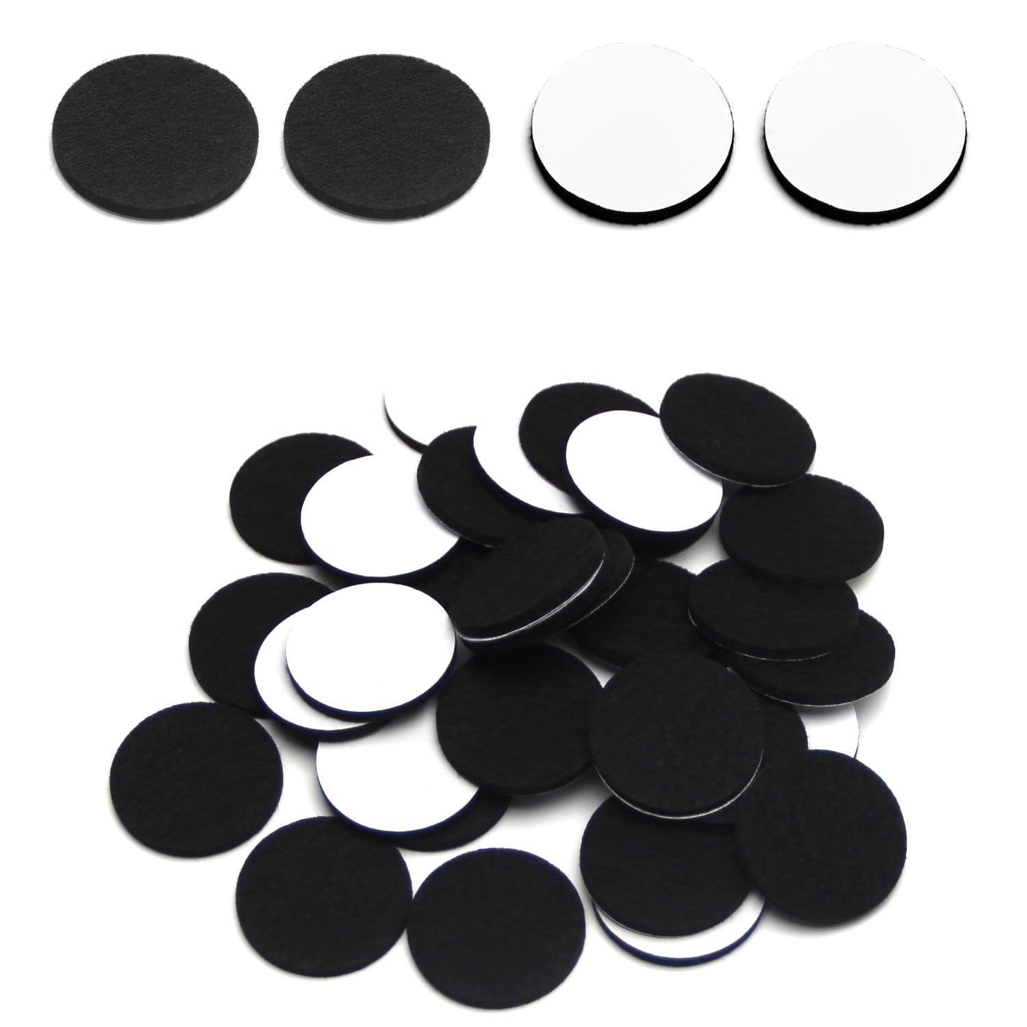 36Pcs Self-Adhesive Felt Furniture Pads - 1.26 Inch Round Black Floor Protectors for Chair Legs, Table Feet & Wood Floors - Scratch Prevention & Noise Reduction for Hardwood, Tile & Laminate
