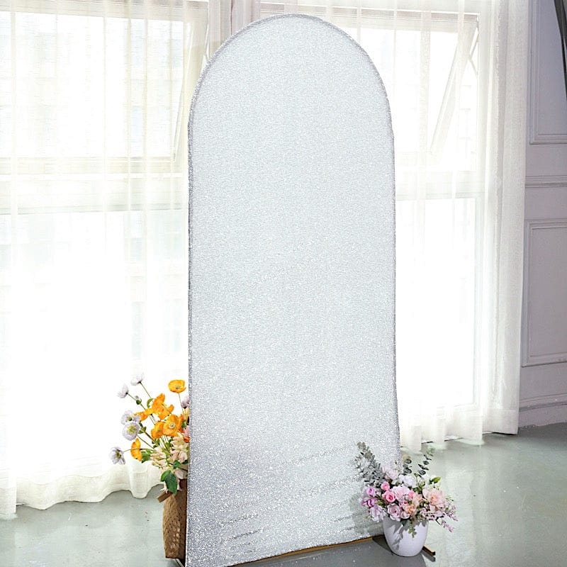 Metallic Fitted Spandex Round Wedding Arch Backdrop Stand Cover - Elegant Ceremony Decor for Weddings, Parties & Photo Shoots