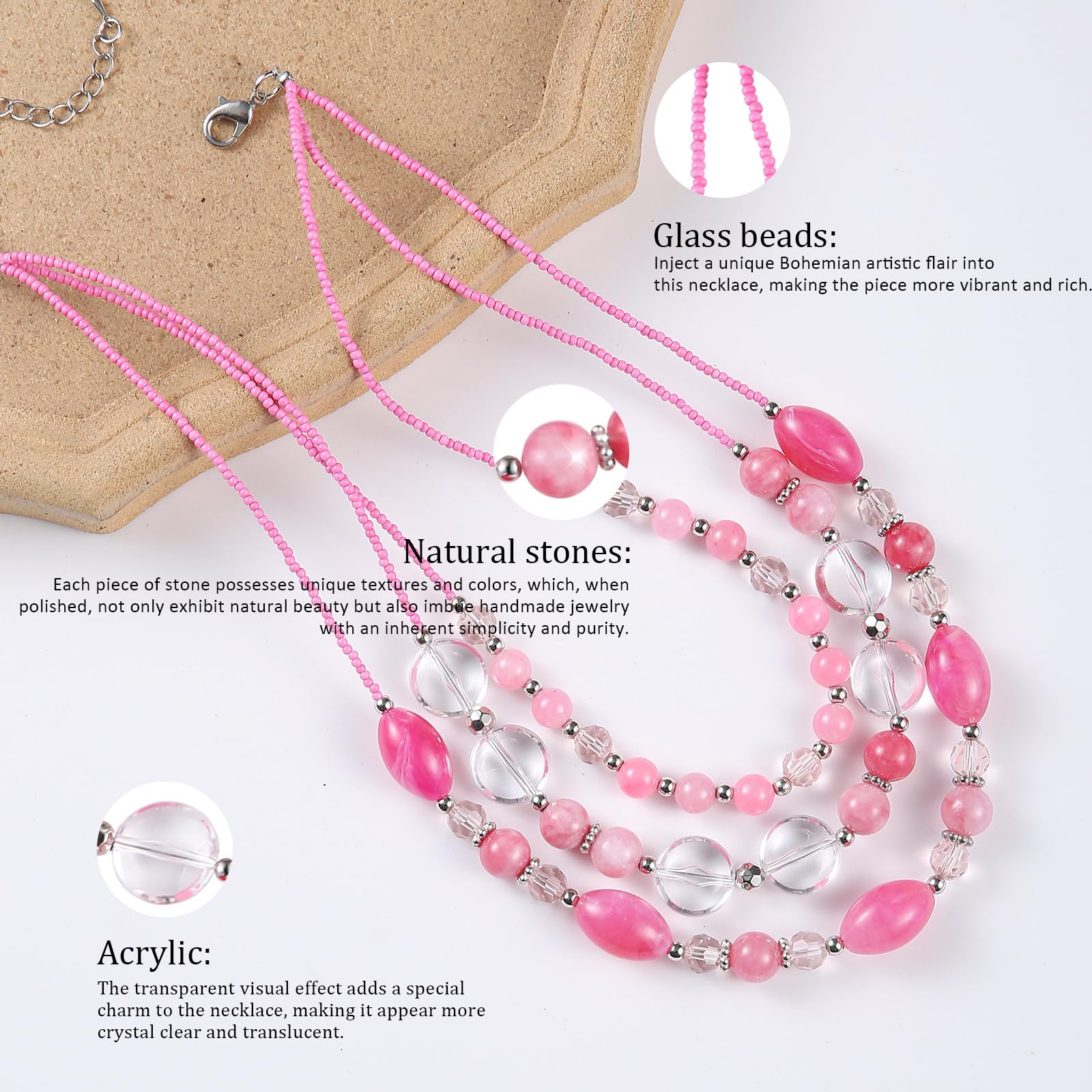 Chunky Layered Beaded Necklaces for Women - Multi Strand Statement Necklace Fashion Jewelry Gift for Mom, Birthday, Anniversary | Perfect for Fall Outfits, Office Wear & Special Occasions