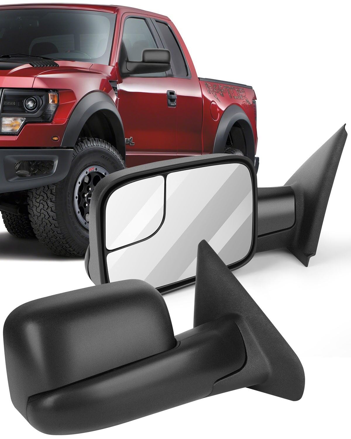 ECCPP Manual Towing Mirrors for Dodge Ram 1500 2002-2008 & Ram 2500/3500 2003-2009 - Black Left & Right Side Mirrors (No Heat, No Turn Signal) - Perfect for Towing Trailers, Boats & Campers