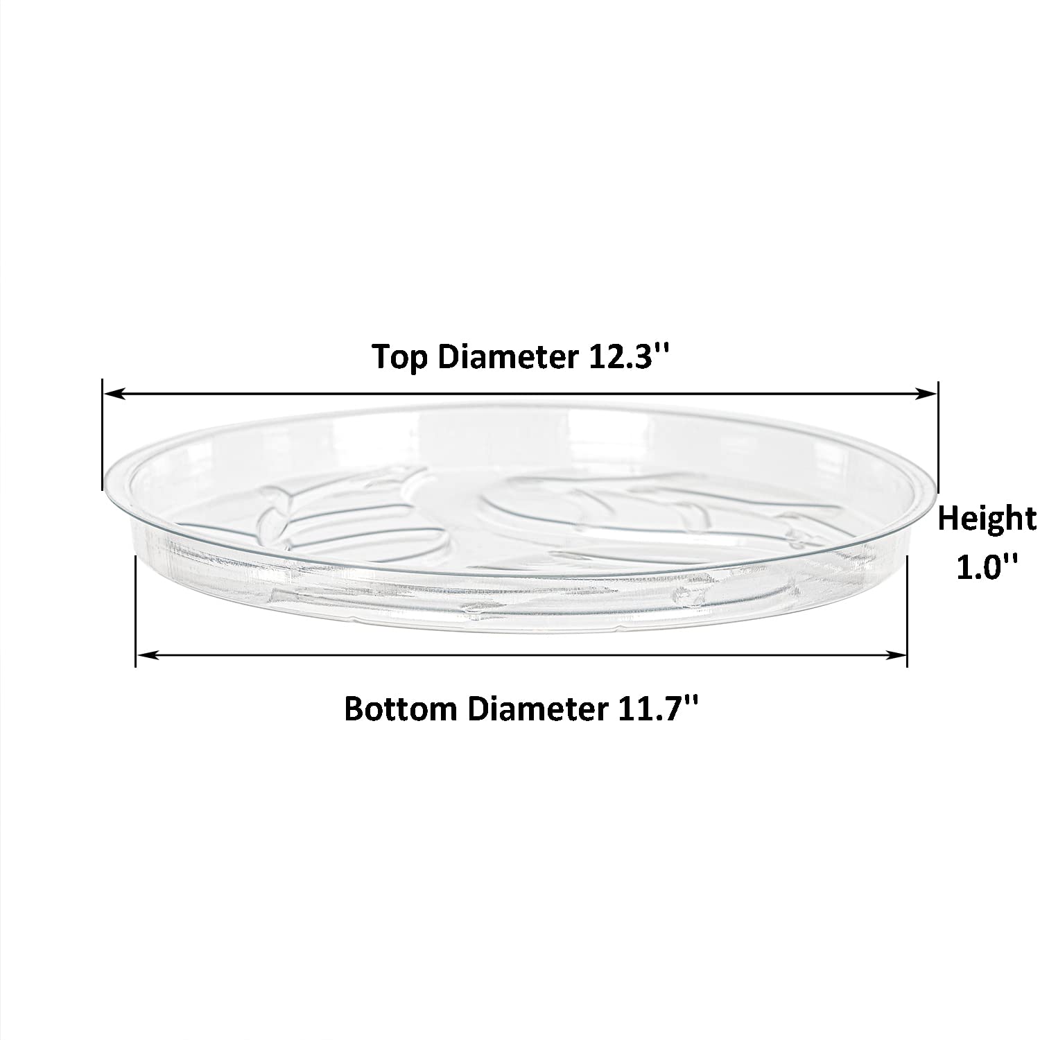 5 Pack 12 Inch Clear Plastic Plant Saucers - Heavy Duty Round Plant Drip Trays for Indoor/Outdoor Pots - Water Collection Base for Flower Pots, Planters & Gardening - Perfect for Home, Office & Garden Use