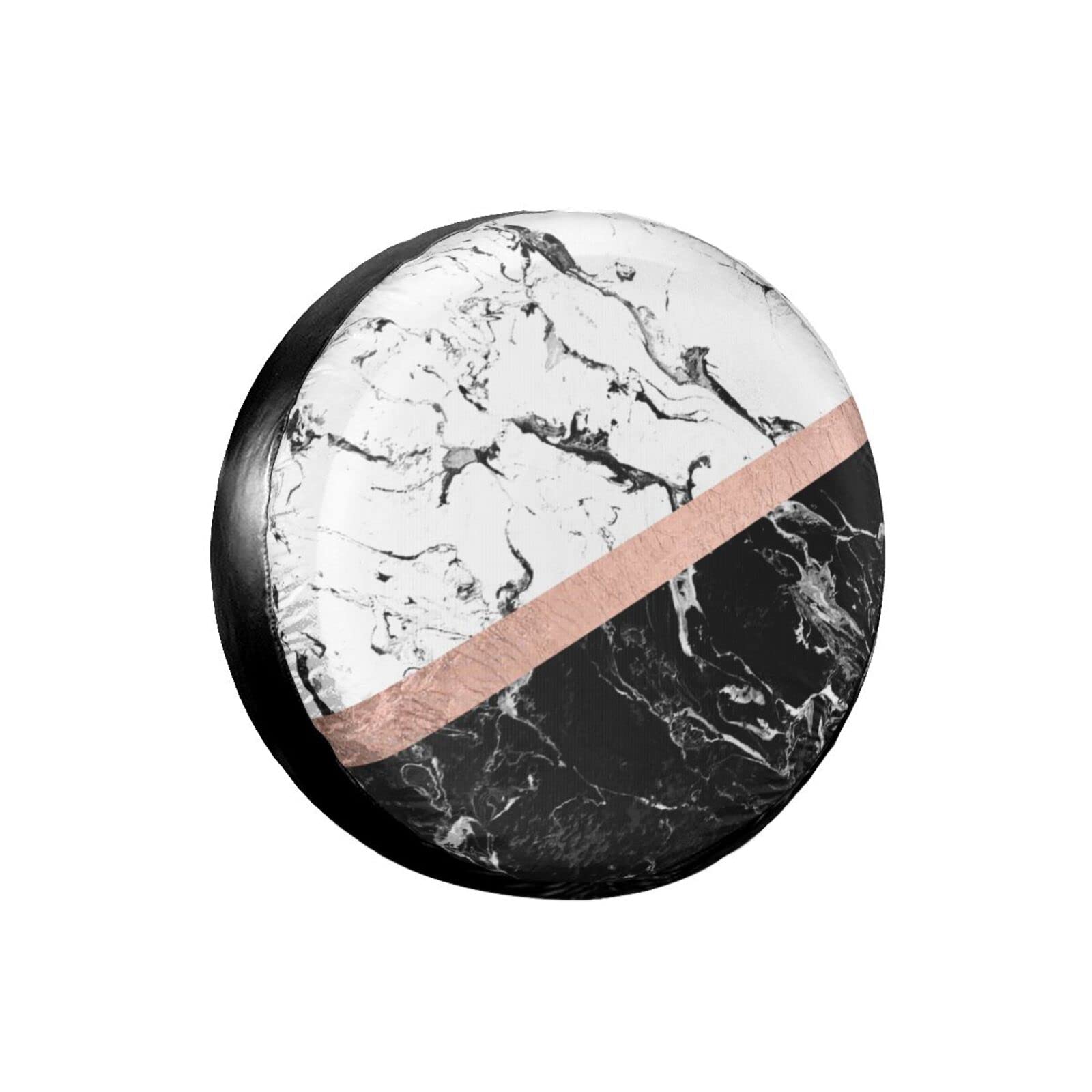 Universal Spare Tire Cover 15 Inch - Black White Marble Weatherproof UV Sun Protection for Cars, SUVs & Trucks (Fits 70-75cm/27-29in) - Dustproof Wheel Cover for Outdoor Travel & Camping