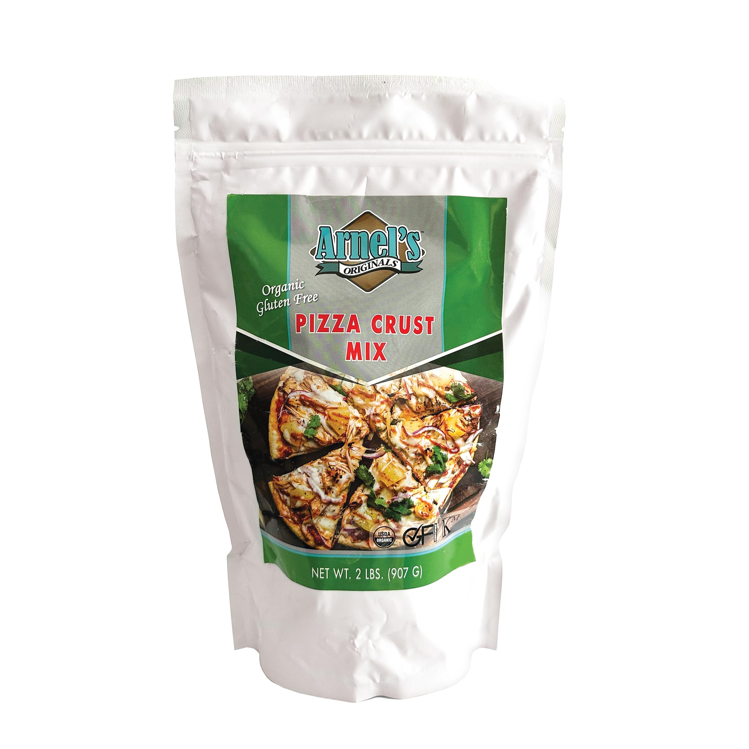 Arnel’s Originals Gluten Free Pizza Crust Mix - Certified Organic, Non-GMO, Kosher - 2 lb Bag for Easy Homemade Pizza Baking | Perfect for Celiac Diet, Vegan & Healthy Lifestyle