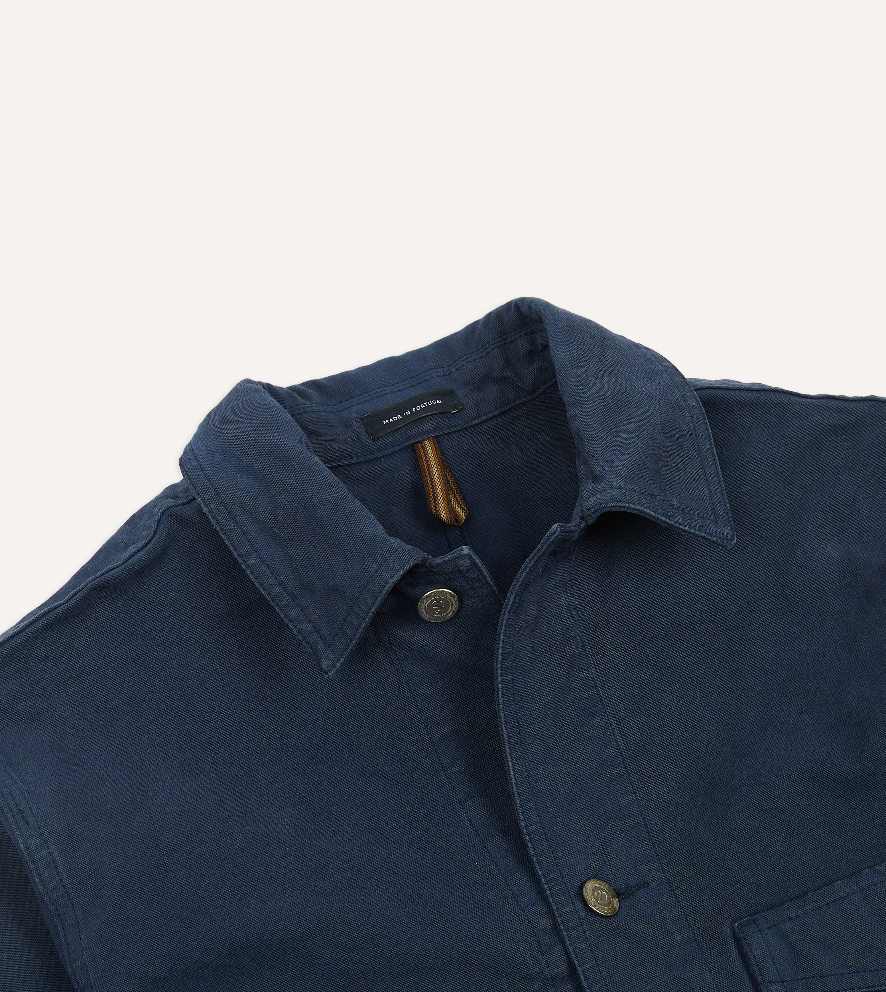 Men's Navy Blue Cotton Duck Canvas Work Jacket - Heavy Duty 5-Pocket Chore Coat for Outdoor Work, Hiking & Casual Wear