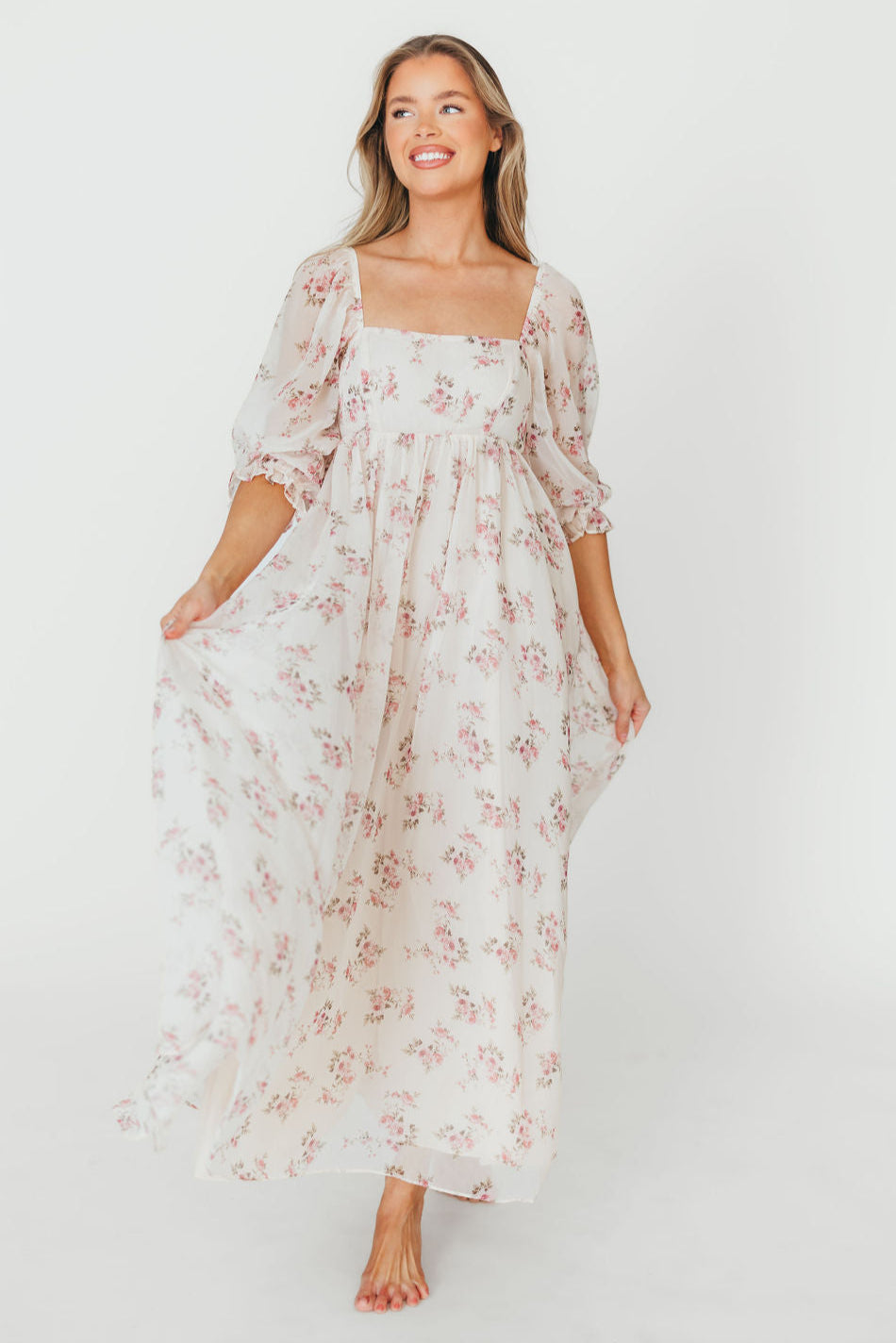 Elegant Pink Floral Maxi Dress for Women | Summer Beach Party & Wedding Guest Outfit | Lightweight & Comfortable