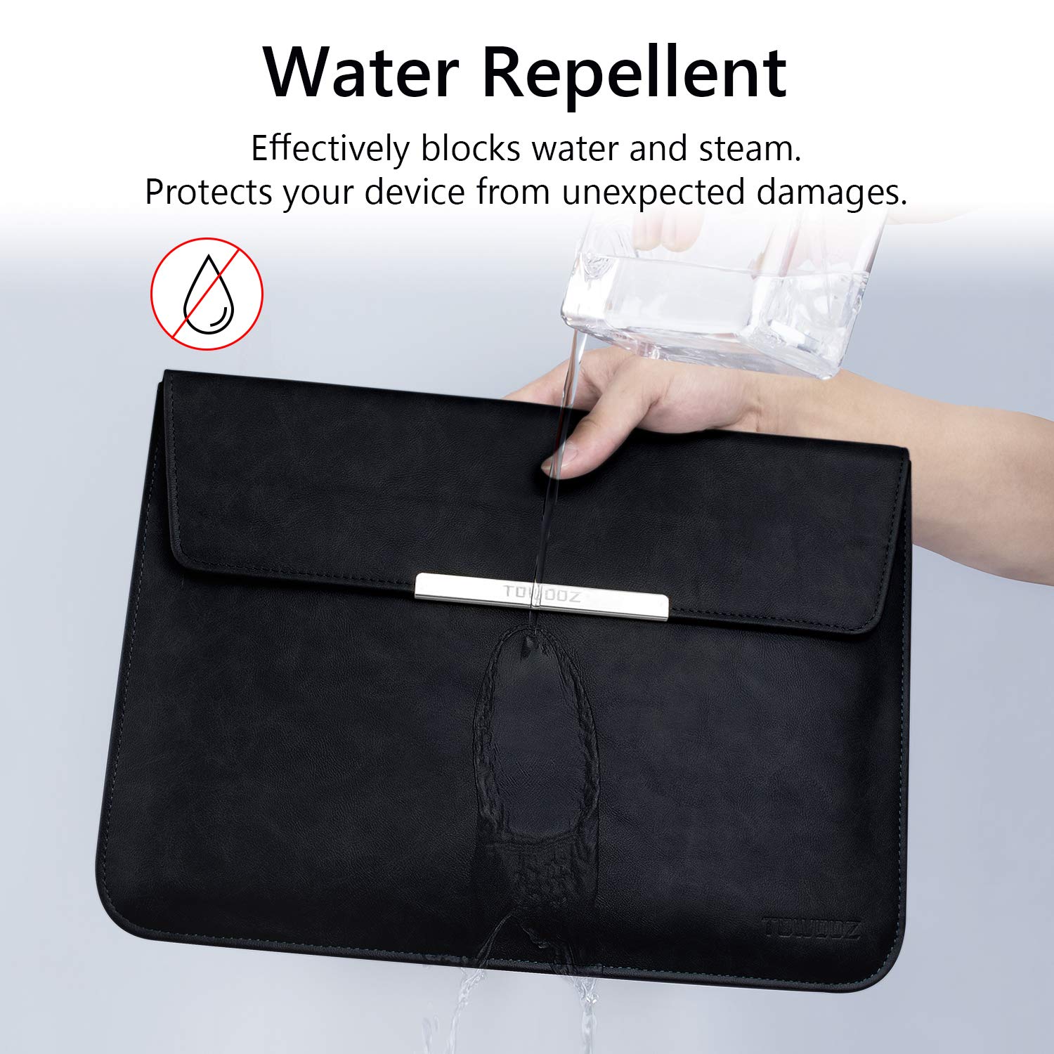 TOWOOZ 13-14 Inch Laptop Sleeve for MacBook Pro/Air, Dell XPS 13 & Surface Pro X - Protective Neoprene Case with Storage Pouch (Black) | Perfect for Work, Travel & School