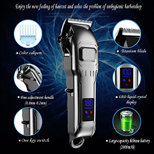Professional Hair Clippers for Men - Cordless & Corded Rechargeable Hair Trimmer with Digital Display, Adjustable Blade, Powerful Motor - Perfect for Home Barbering, Beard Trimming & DIY Haircuts