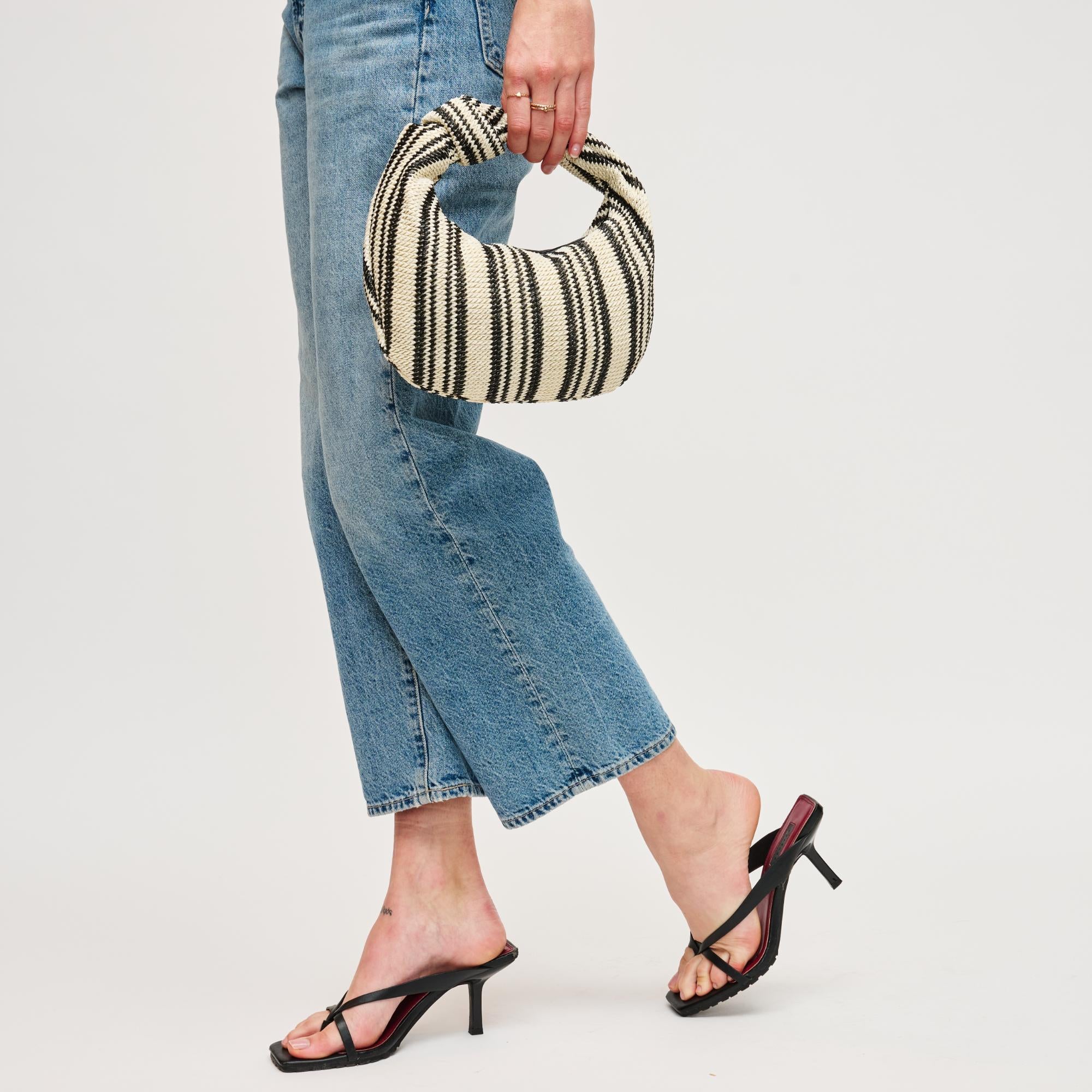 Tracy Striped Clutch Bag for Women - Fashionable Crossbody Purse with Adjustable Strap - Perfect for Parties, Weddings & Evening Events