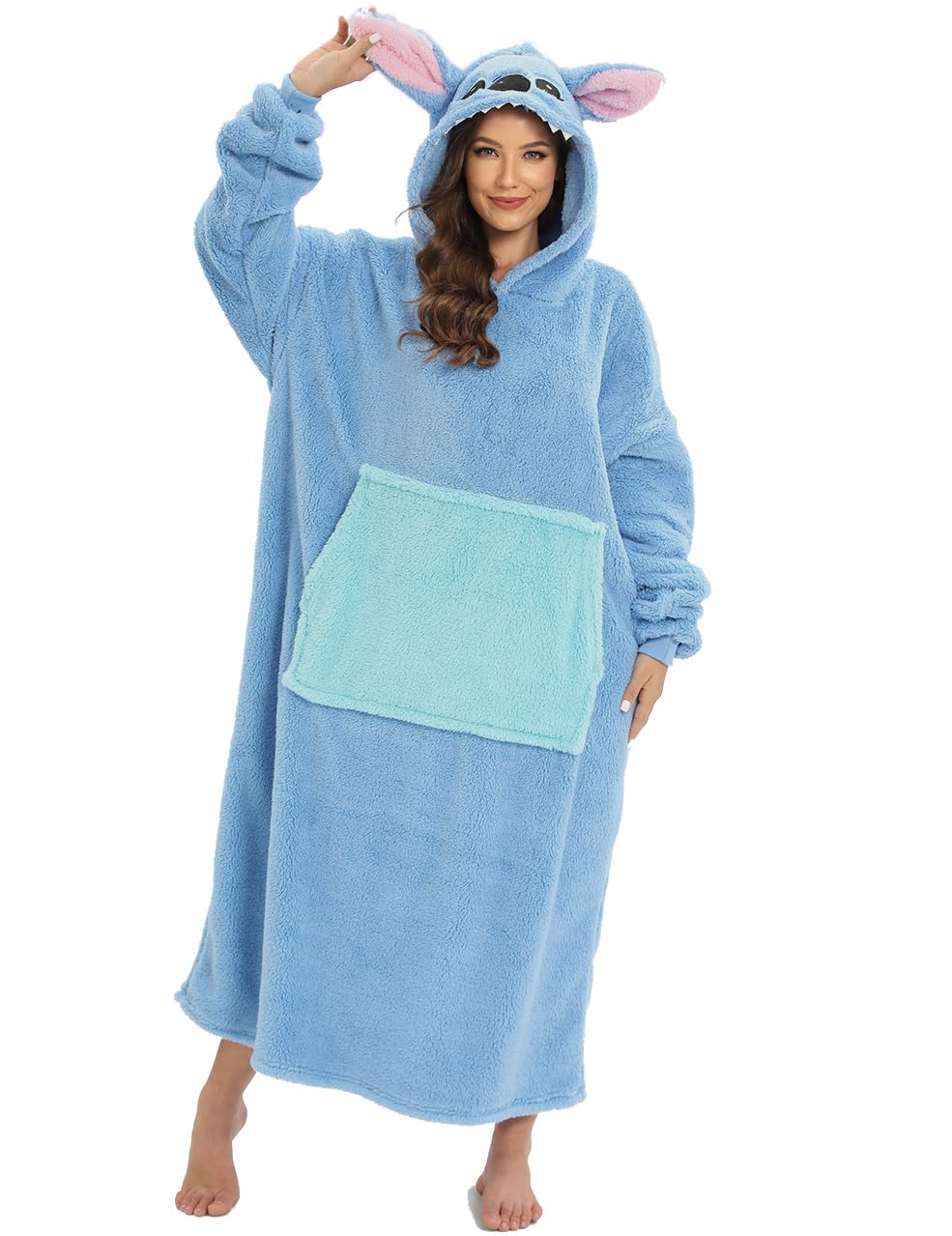 Oversized Hoodie Blanket - Soft Long Hooded Sweatshirt with Large Pocket, Warm Unisex TV Snuggie for Cozy Nights at Home