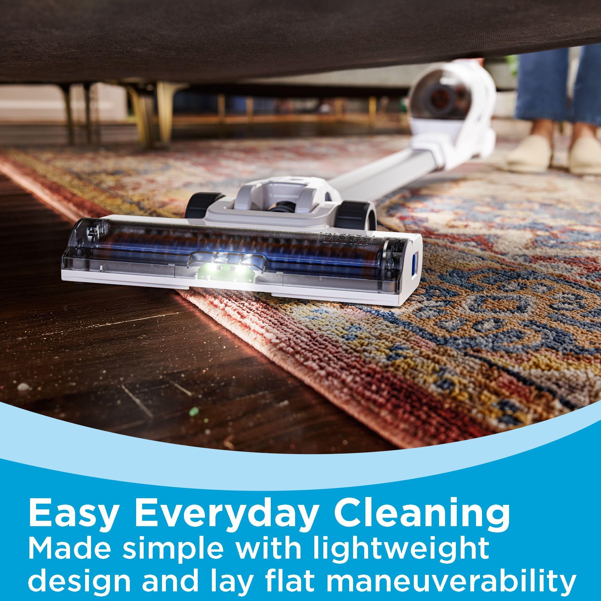 BLACK+DECKER POWERSERIES+ 16V MAX Cordless Stick Vacuum Cleaner with LED Floor Lights - Lightweight Multi-Surface Vacuum for Hardwood Floors, Carpets & Pet Hair - White (BHFEA420J) - Perfect for Quick Home Cleaning & Pet Owners