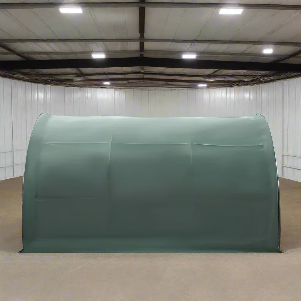 13ft, 26ft & 32ft Heavy Duty Livestock Corral Shelter - 12' Dome Roof with 17oz Green PVC Cover, 6 Bar Panels & 5' Swing Gate for Horses, Cattle & Farm Animals | Perfect for Pasture, Ranch & Livestock Protection