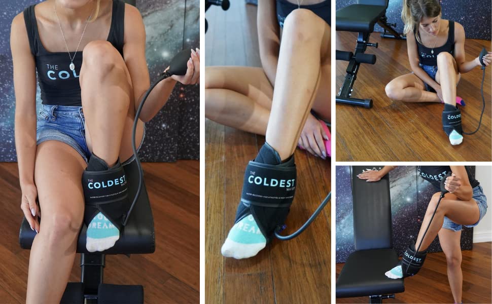 The Coldest Ankle Ice Pack with Cold Gel & Air Compression - Fast Recovery Ankle Sleeve for Achilles Tendon, Plantar Fasciitis, Swelling - Ideal for Post-Workout, Injury Recovery & Daily Pain Relief