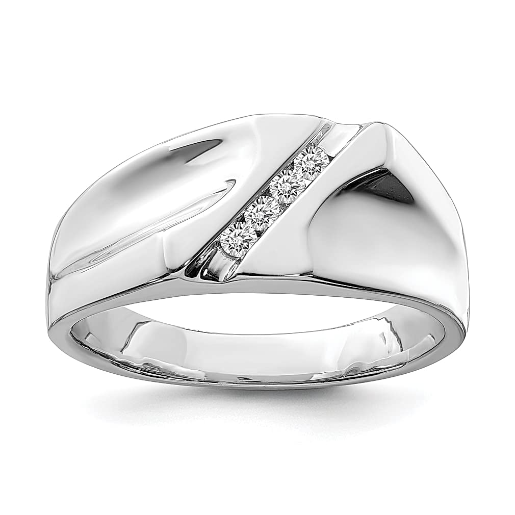 925 Sterling Silver Diamond Men's Ring - Elegant Fine Jewelry for Men, Gifts for Him, Dad, Husband - Perfect for Weddings, Anniversaries & Special Occasions
