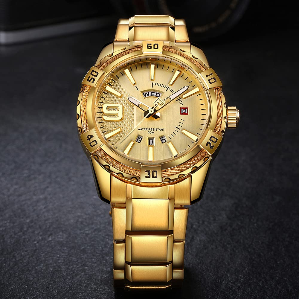 Luxury Men's Analog Day Date Quartz Watch - Waterproof Stainless Steel Business Wristwatch for Men | Perfect for Office, Formal Events & Everyday Wear