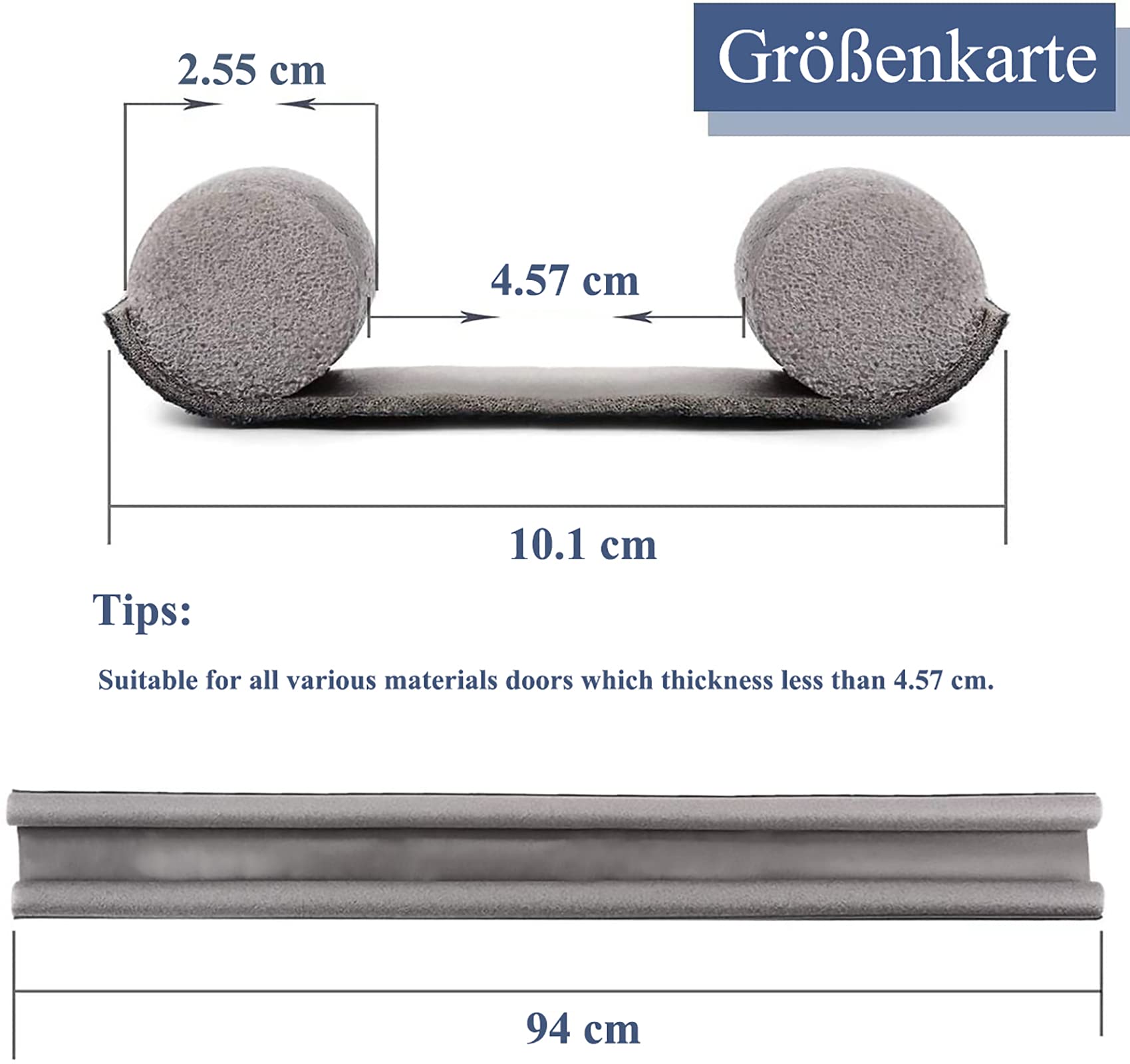 94cm Double Sealed Door Draft Stopper - White Noise Blocking Wind & Air Draft Blocker for Doors - Perfect for Home, Office & Energy Efficiency