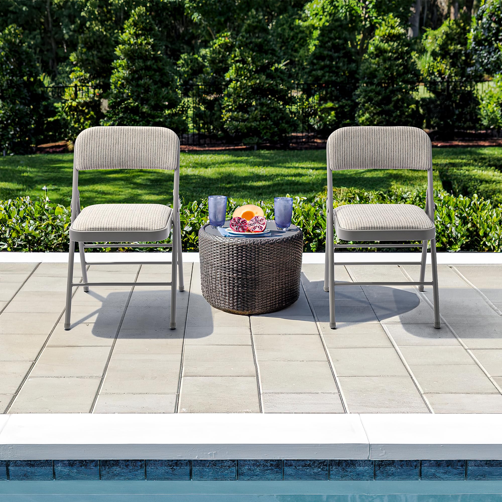 6 Pack Grey Folding Chairs with Padded Seat & Back - Stackable Fabric Dining Chairs for Home, Office, Wedding, Party | Indoor & Outdoor Use - Portable Commercial Event Chairs for Banquet, Picnic, Camping & More