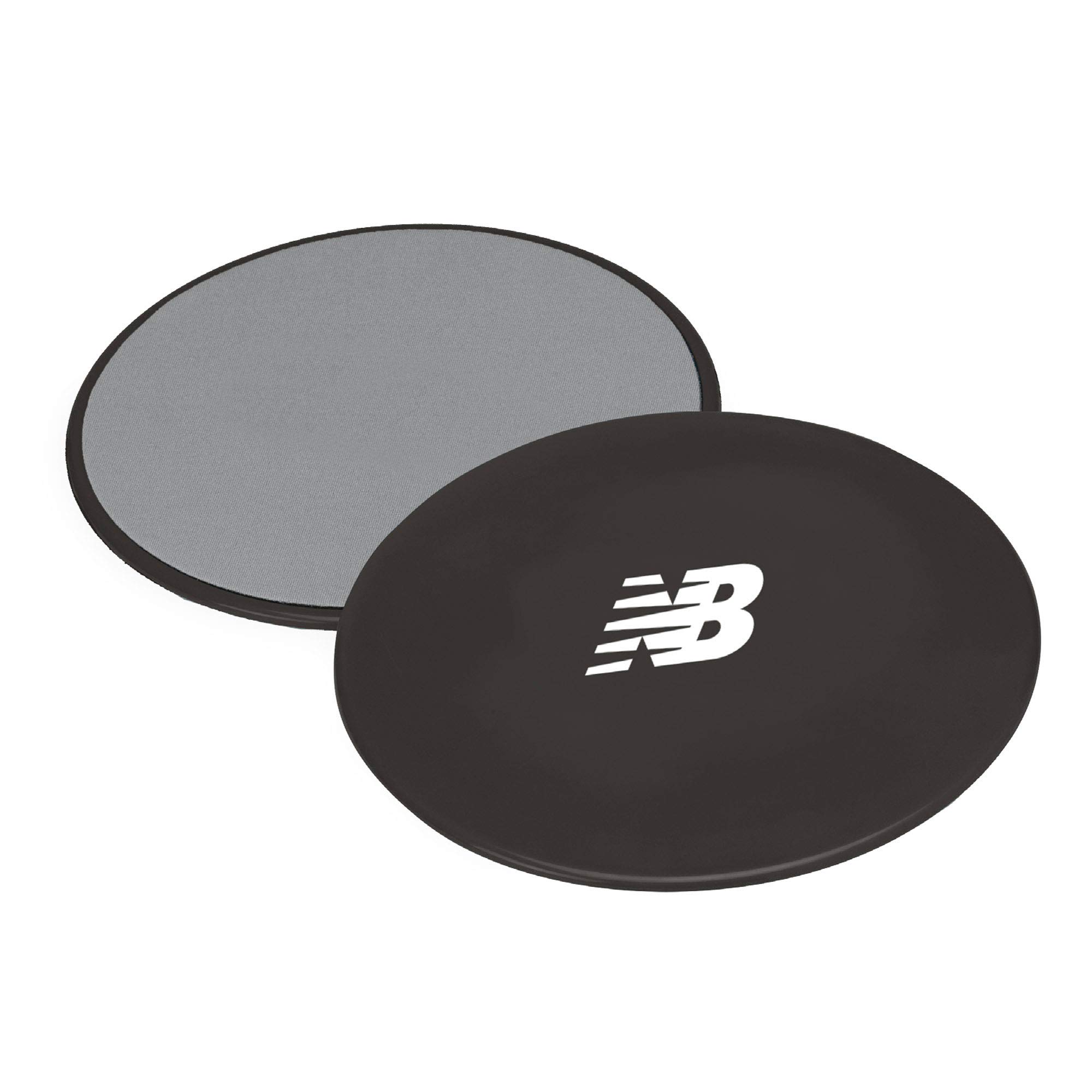 New Balance Sliding Core Discs - Dual-Sided Ab Workout Sliders for Carpet & Hardwood Floors | Home Gym Equipment for Core Strength Training | Perfect for Planks, Push-ups & Yoga Exercises (Black/Grey)