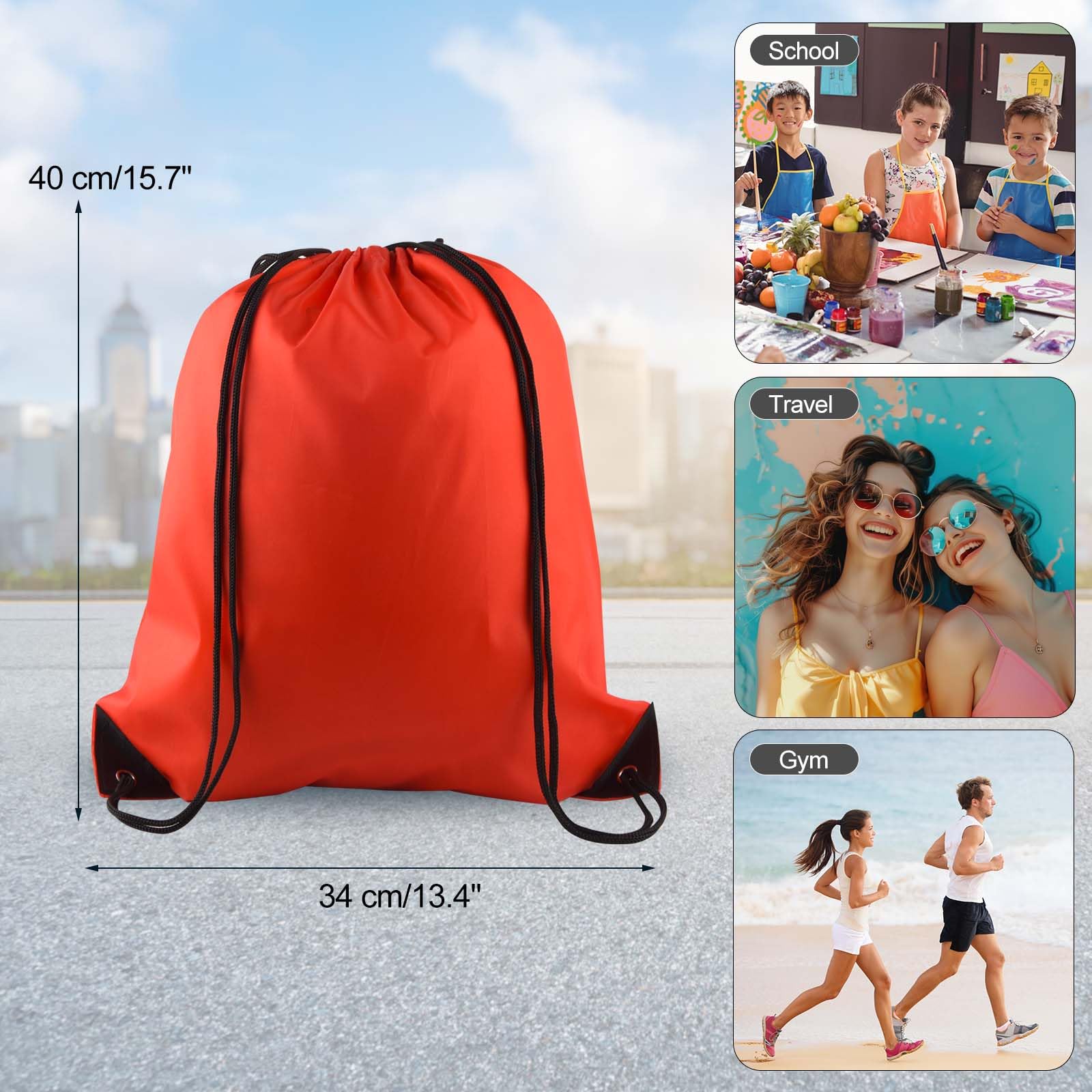 PLULON 2-Pack Drawstring Backpacks - Lightweight Gym Sack for Yoga, Travel & Outdoor Sports | Pink & Red Cinch Bags for School, Beach, Workout & Festival Essentials