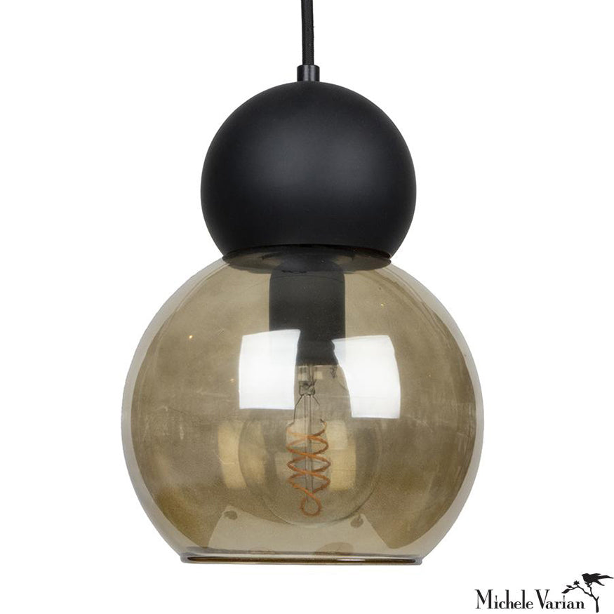 Black Double Bubble Light Fixture - Modern LED Pendant Lighting for Kitchen Island, Dining Room & Bedroom Ceiling - Dimmable Industrial Vintage Style Chandelier