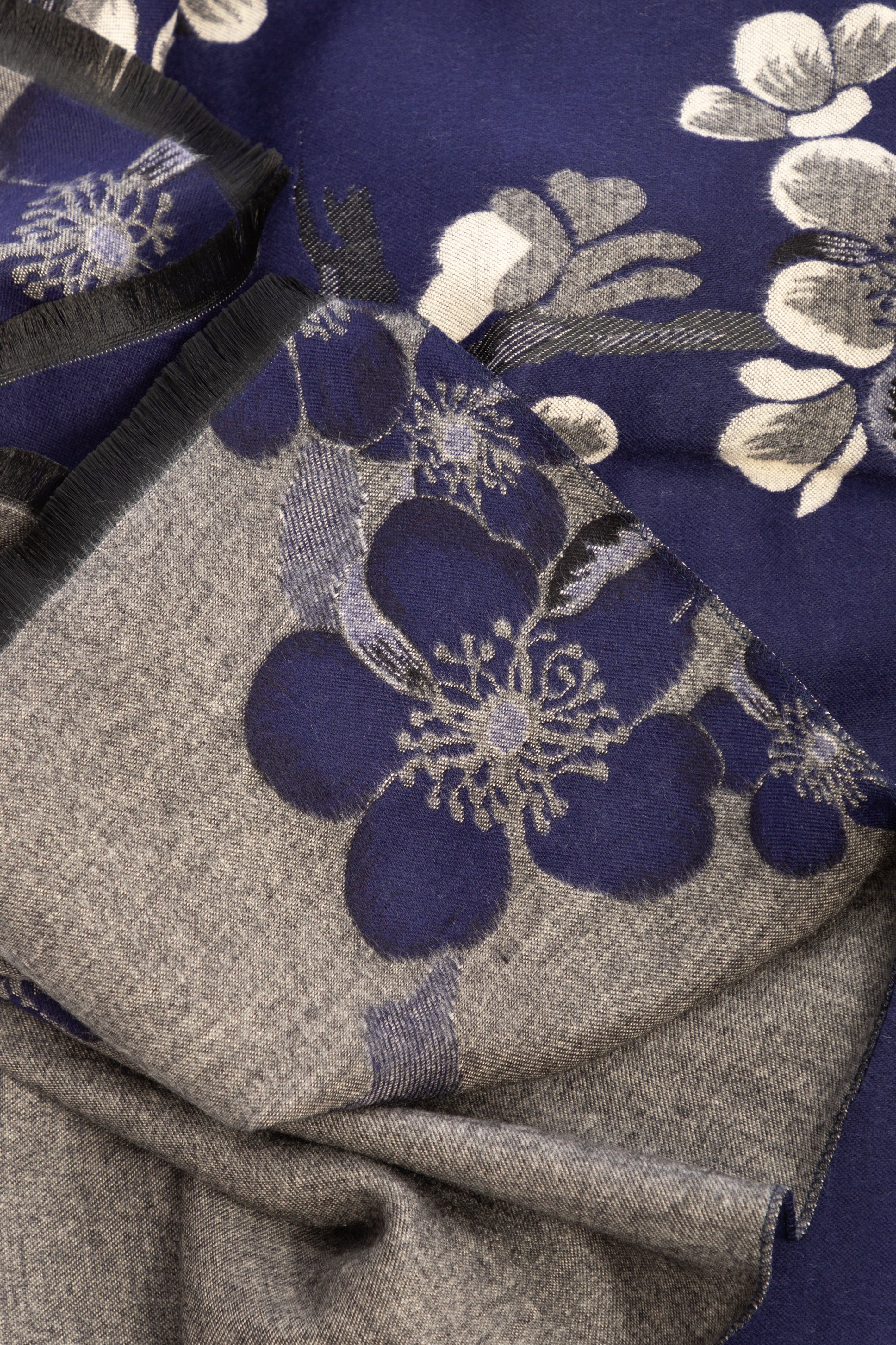 Two-Tone Floral Reversible Scarf - Soft Lightweight Womens Fashion Accessory for Spring & Fall Outfits, Travel and Office Wear