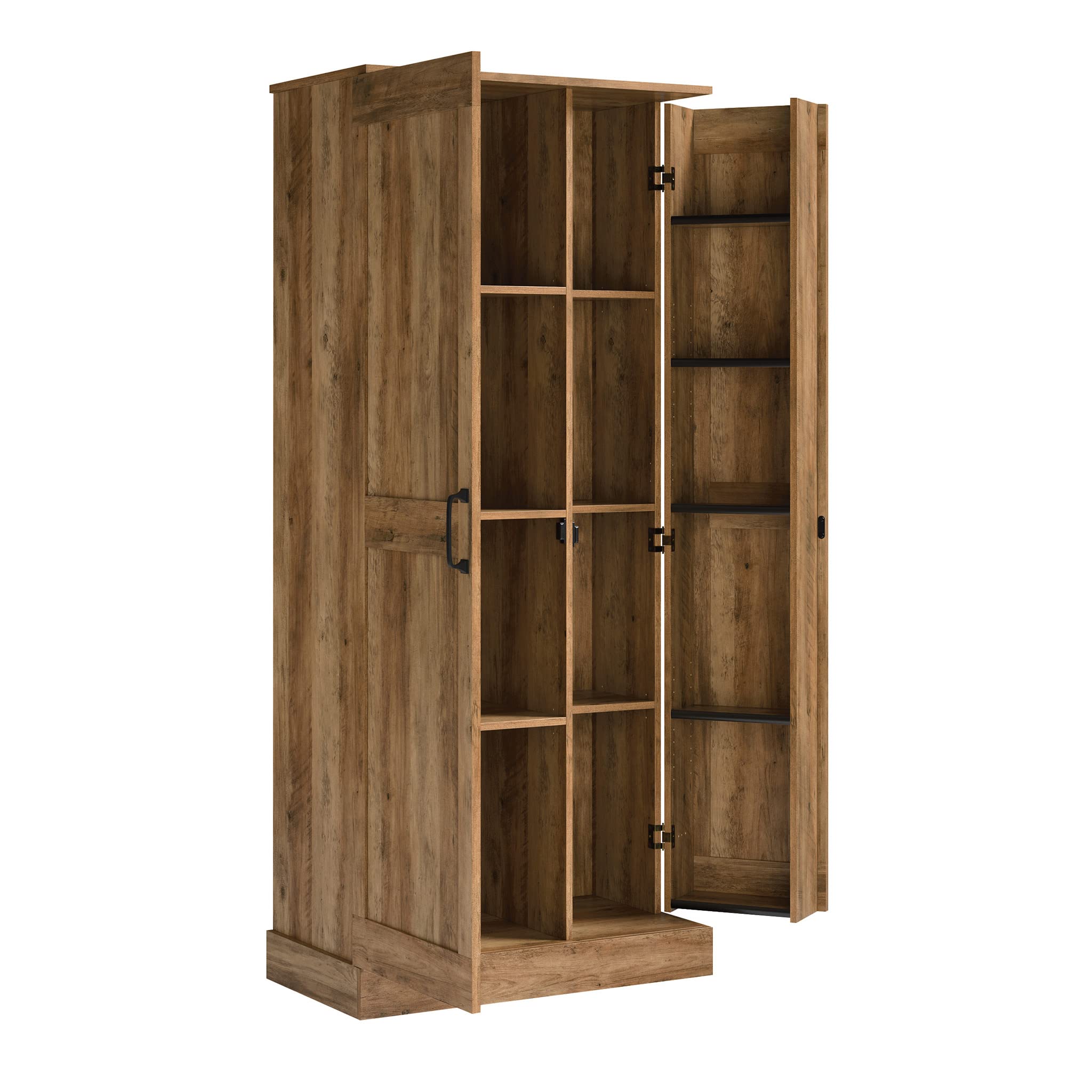 Sauder 2-Door Swing Out Storage Cabinet - Pantry Organizer with Rural Pine Finish | Kitchen, Bathroom & Garage Storage Solution